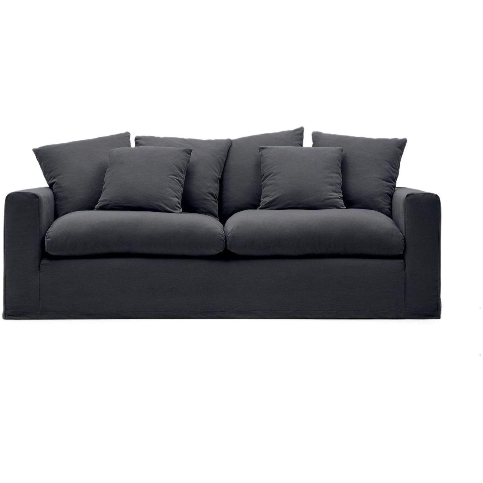 Bezug für Nora Sofa 240 aus Leinen und Baumwolle anthrazitgrau
