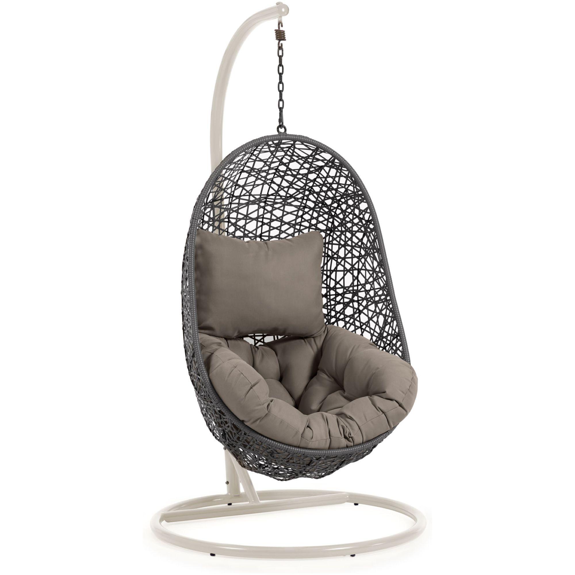 Garten Hängesessel Florence Poly Rattan dunkelgrau Fuss hellgrau