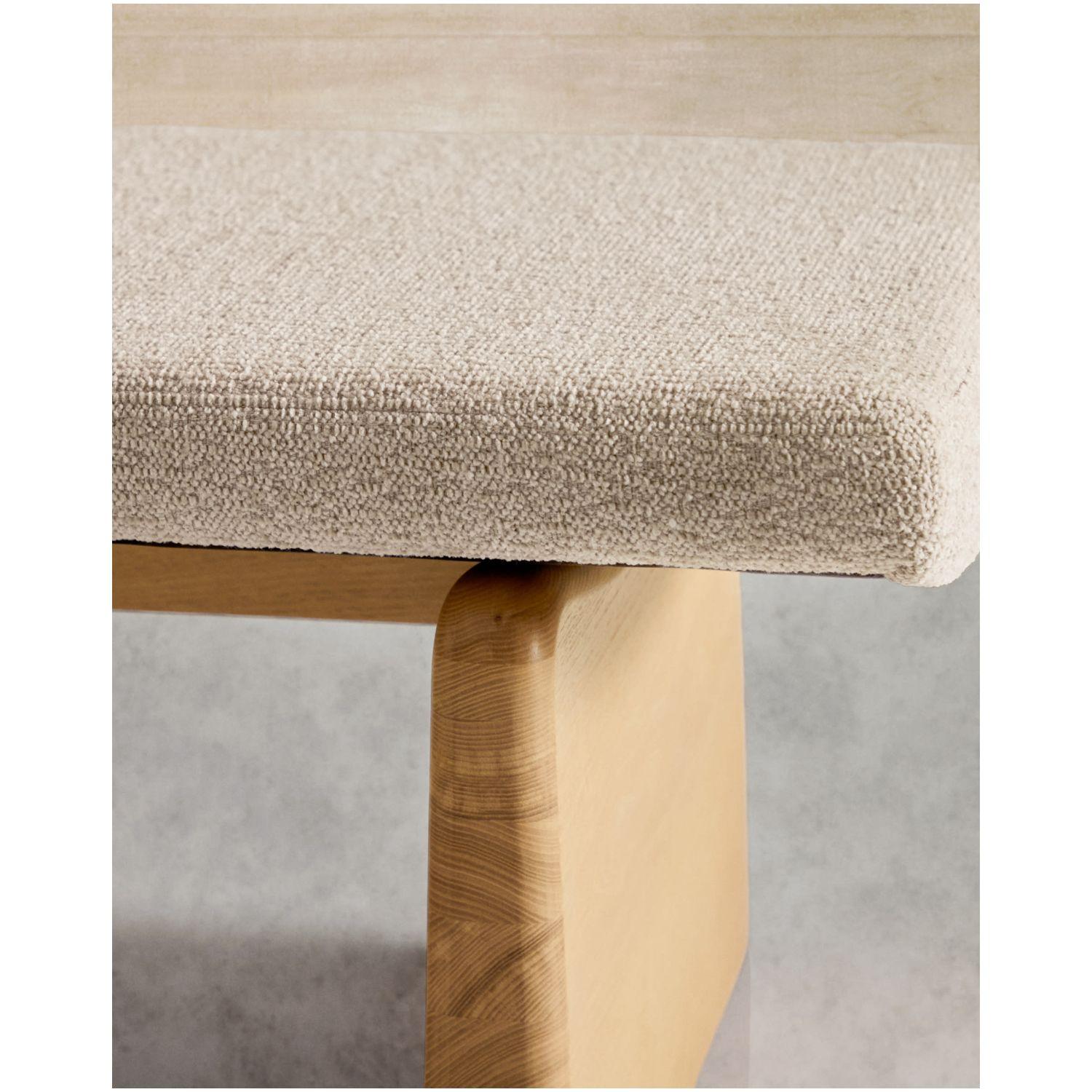 Polsterbank Topaz beige Chenille und massives Eschenholz mit natürlichem Finish 150cm FSC