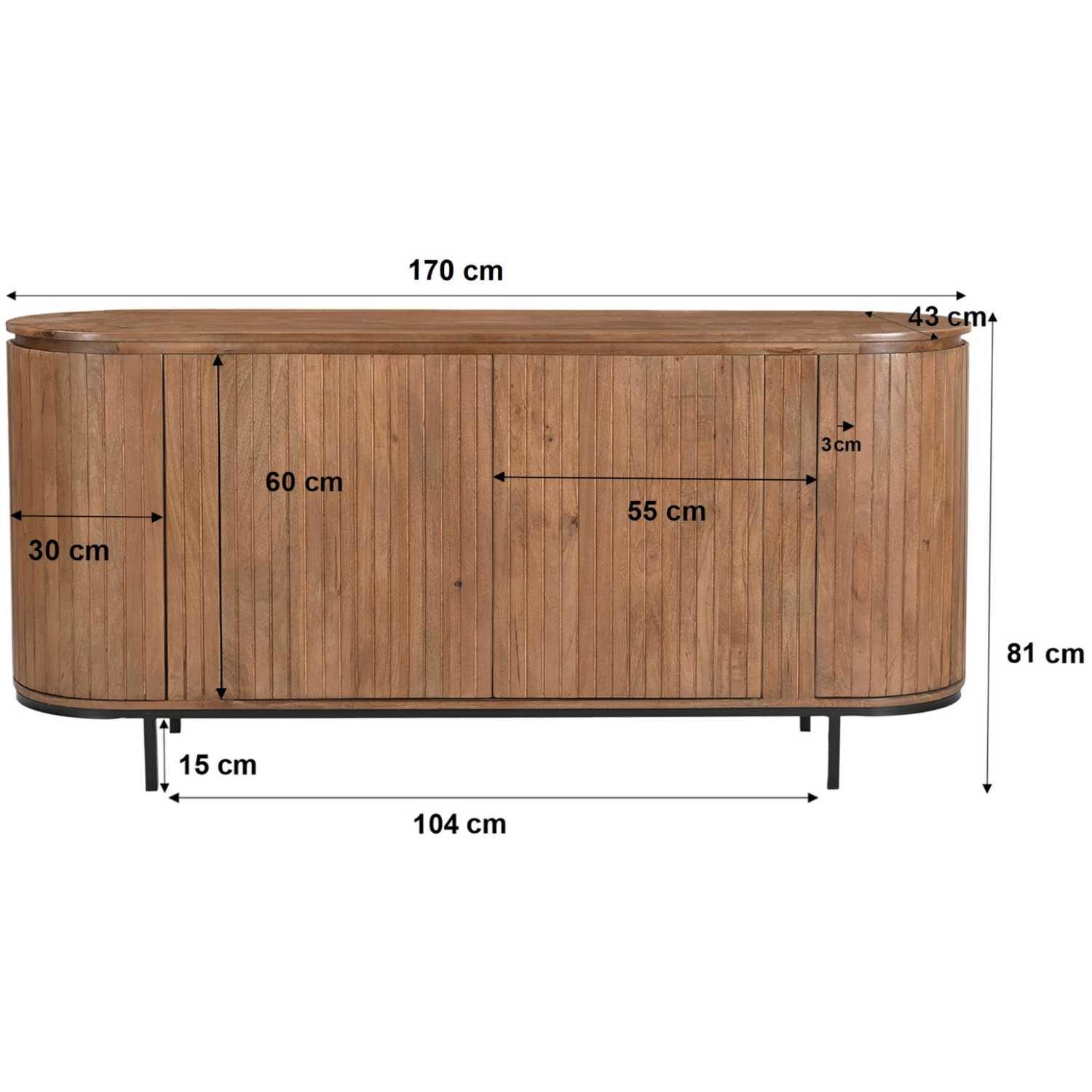 Sideboard abgerundet Aloy Mangoholz natur 170