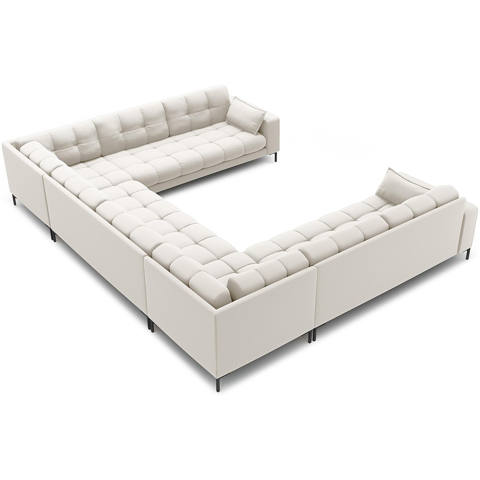 Wohnlandschaft U-Sofa Mamaia 337x256x75 Füsse schwarz - Bezug: Structured Fabric (Neve), Light Beige