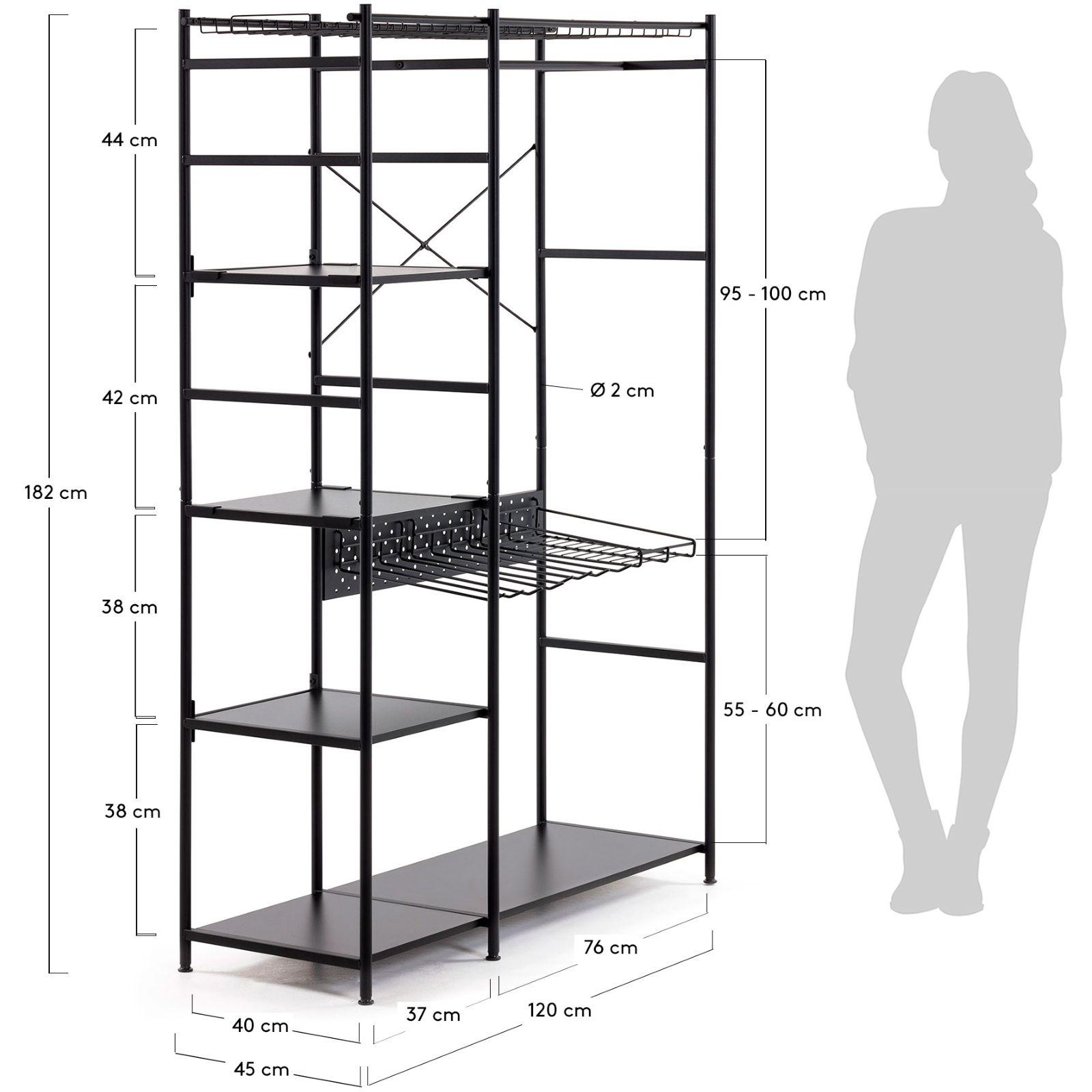 Garderobenregal Storn Schrank Metall schwarz 120x182