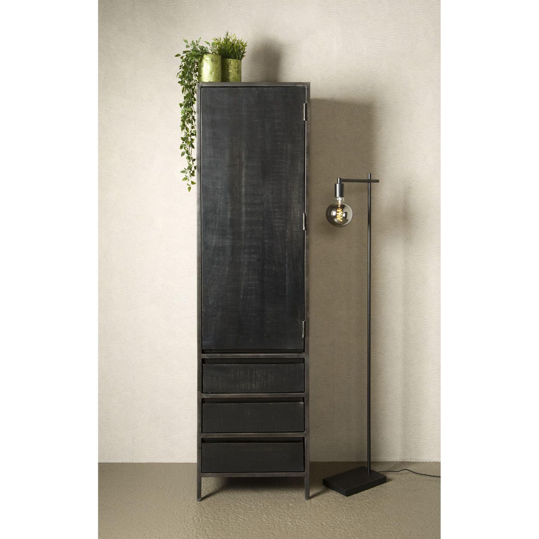 Schrank Dark Wood 50x190 Mangoholz Metall