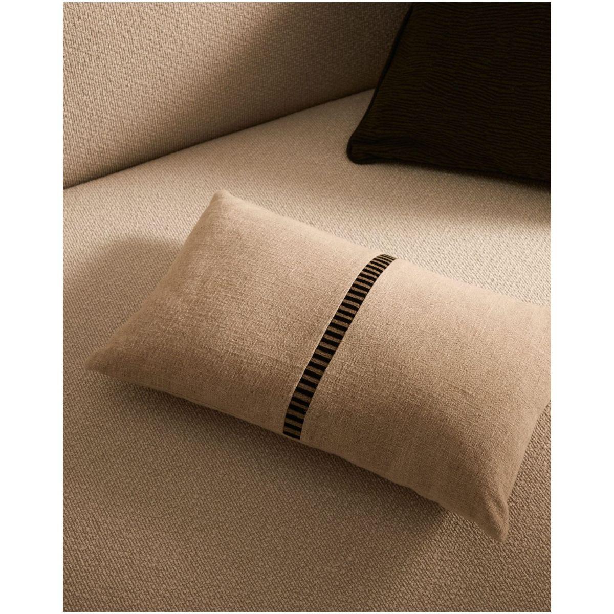 Kissenbezug Ardit Leinen Baumwolle beige gestickte Kontraststreifen grün 30x50