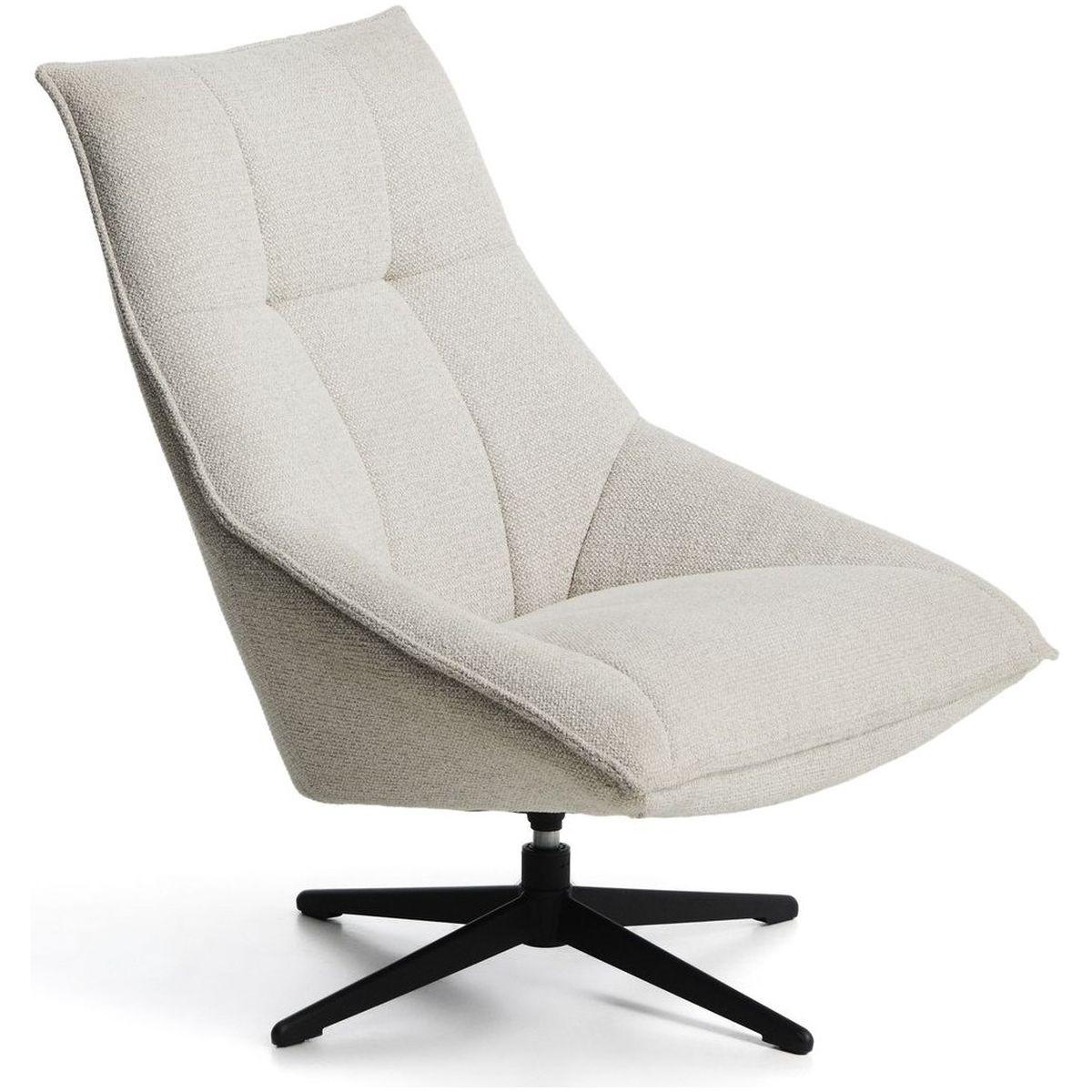 Drehsessel Dirala mit beiger Chenille und schwarz lackiertem Stahl FSC 100 %