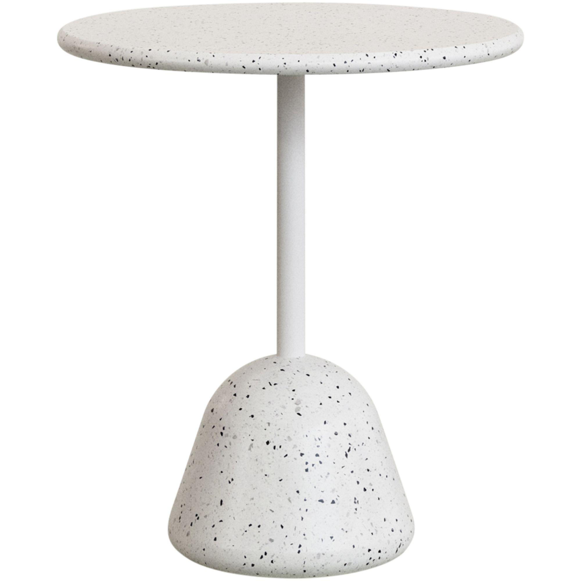 Saura Tisch aus weissem Terrazzo mit weisser Terrazzo-Platte 70x70