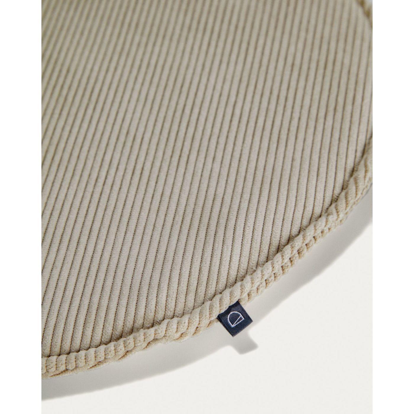 Stuhlkissen Sitzkissen rund Sora Cord Stoff taupe 35x35