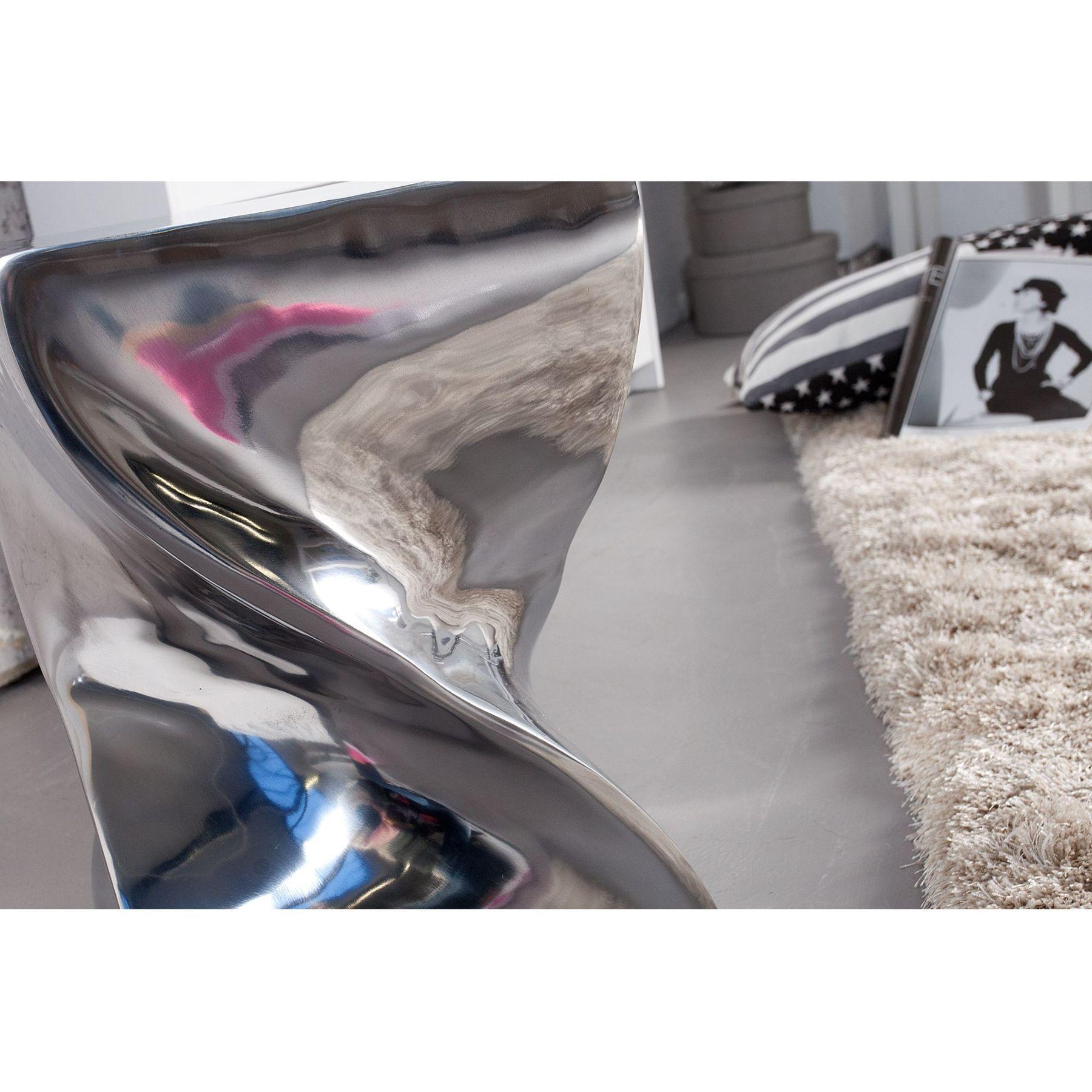 Hocker Beistelltisch Twist Wave Metall chrom 30x30