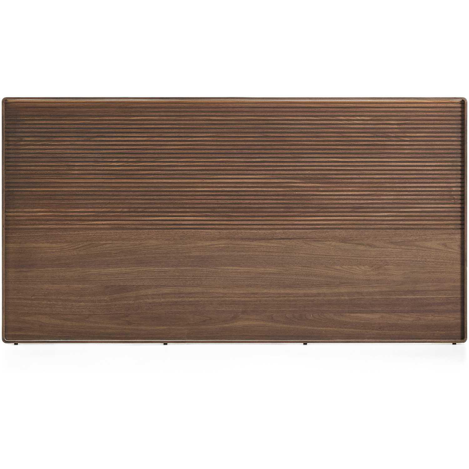 Bettkopfteil Norlen aus Nussbaumfurnier mit dunklem Finish und LED-Licht für Betten 160x200 FSC Mix Credit