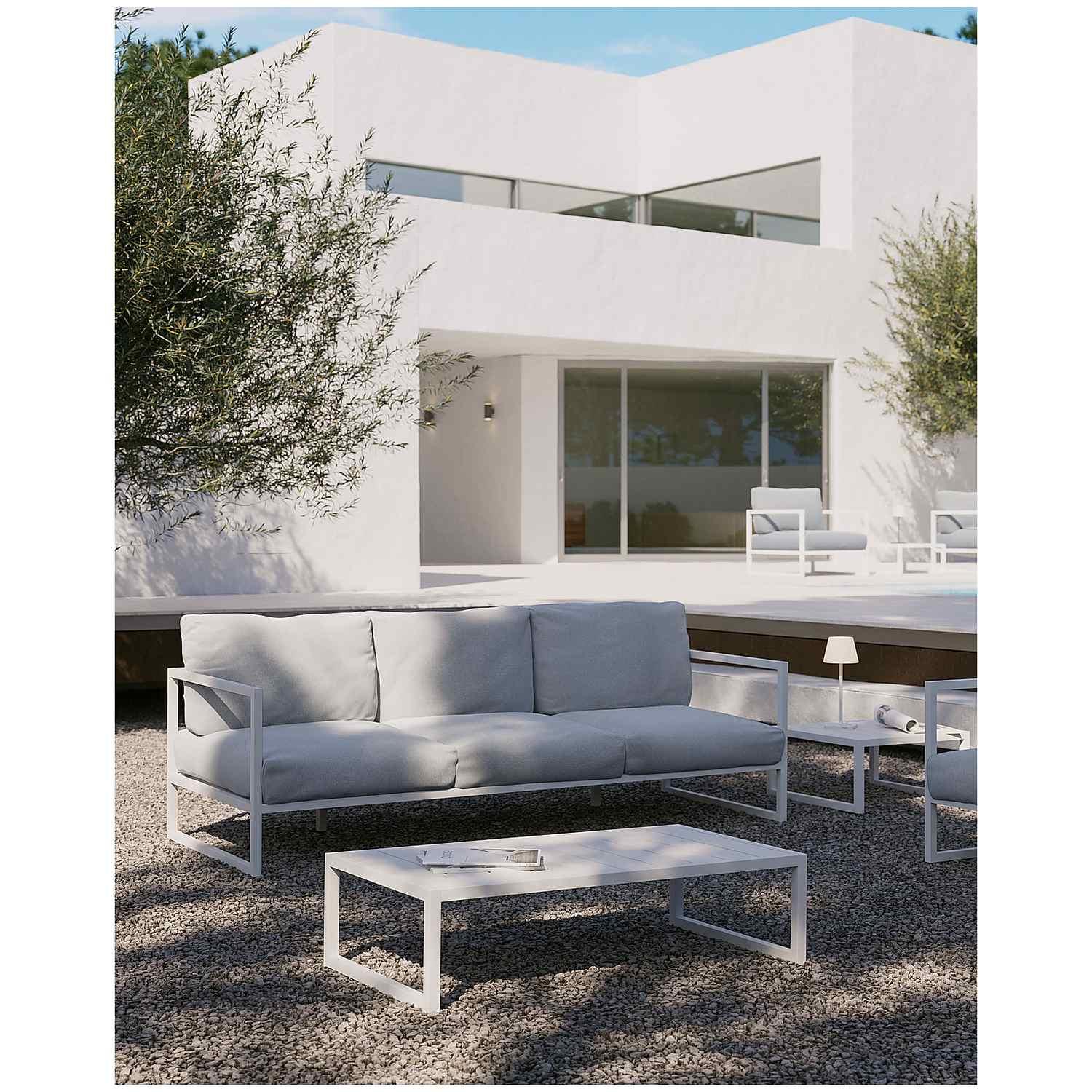 Comova 3-Sitzer-Sofa 100% weiss und Aluminium weiss 222 cm