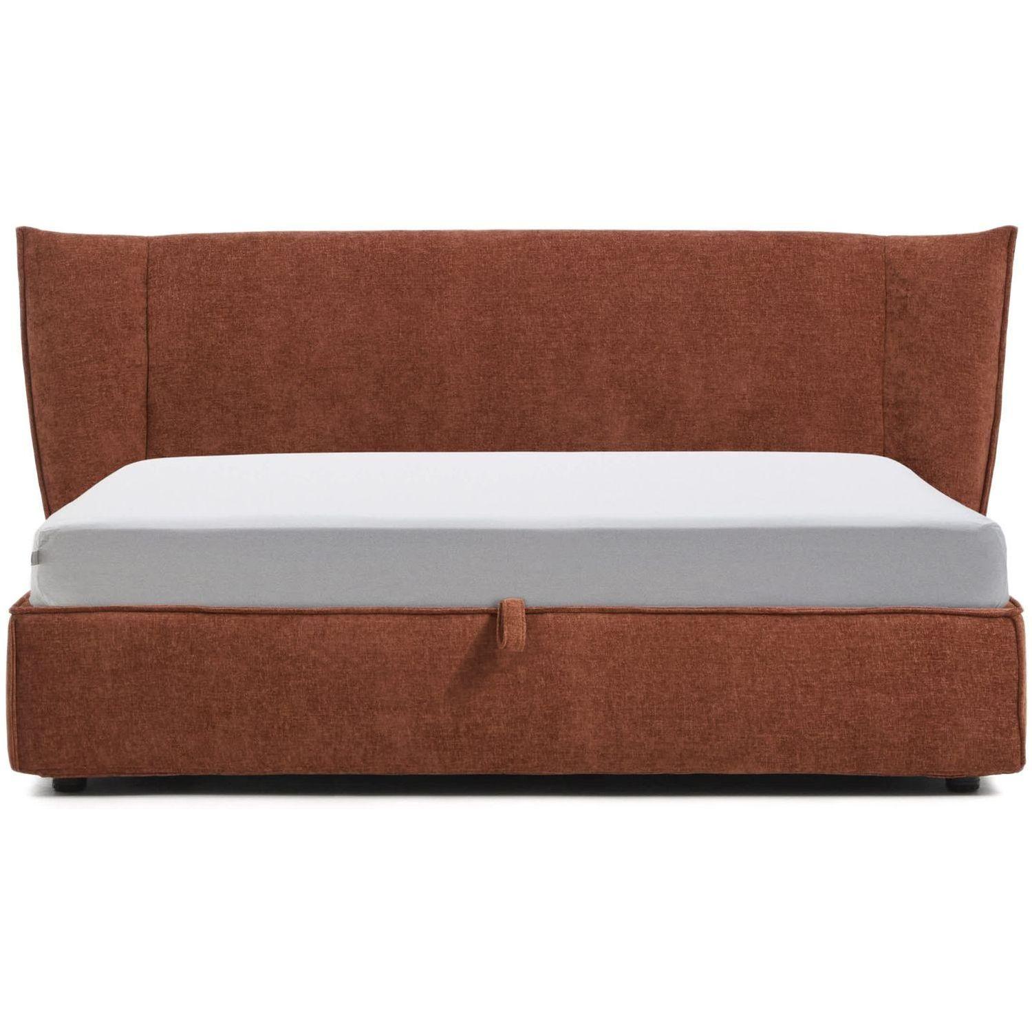 Abziehbares Polsterbett Arvian Chenille Stoff terrakotta mit Klappbettkasten - Grösse: 180x200