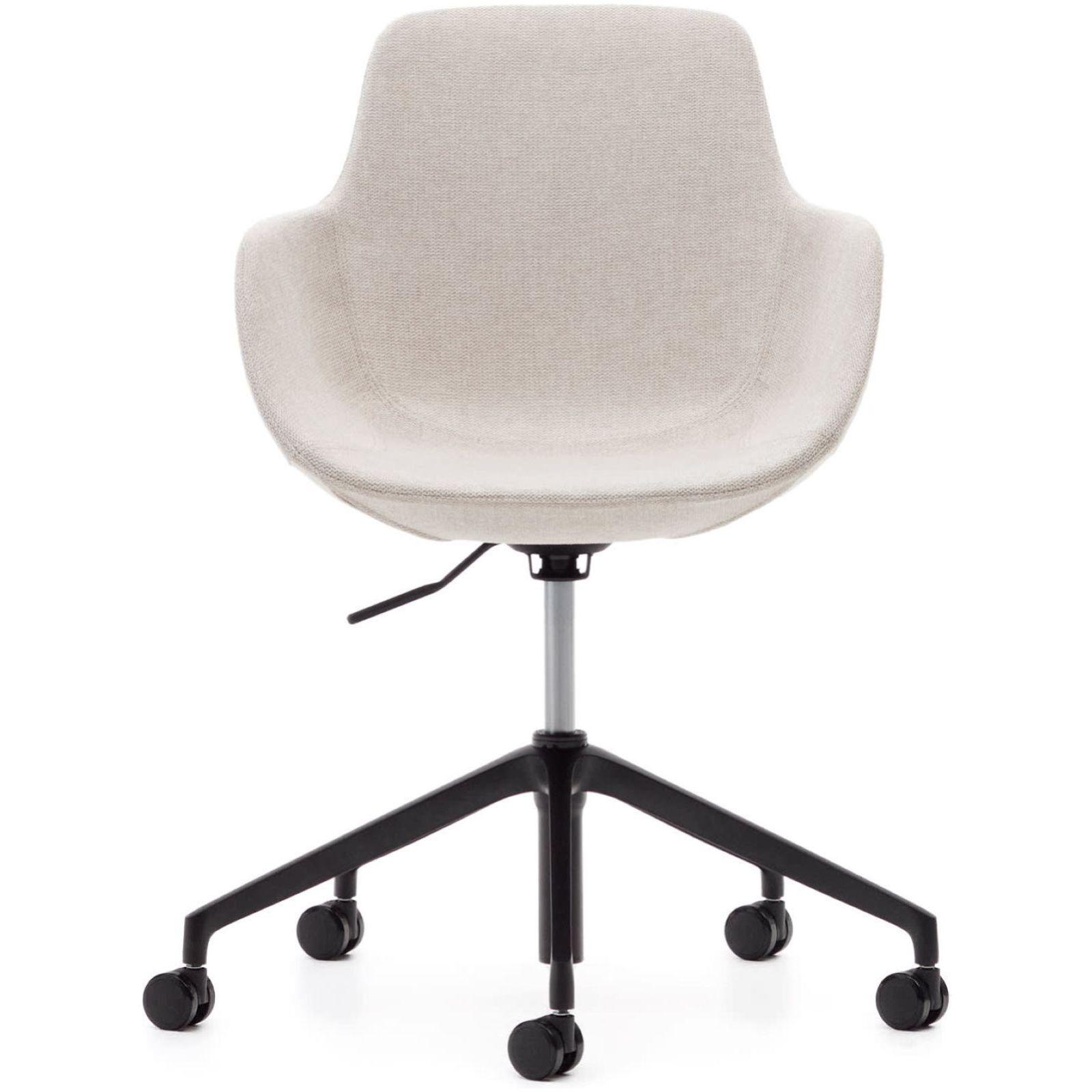 Bürodrehstuhl Tissiana Stoff beige Aluminium schwarz matt