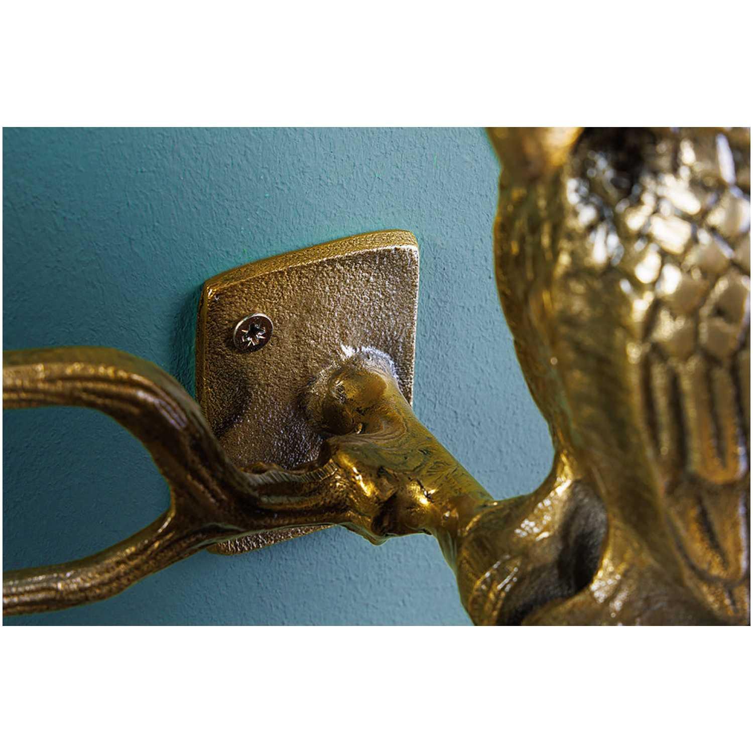 Wandgarderobe mit Ablage Vögel Hammerschlag-Effekt Antikgold (2er-Set)