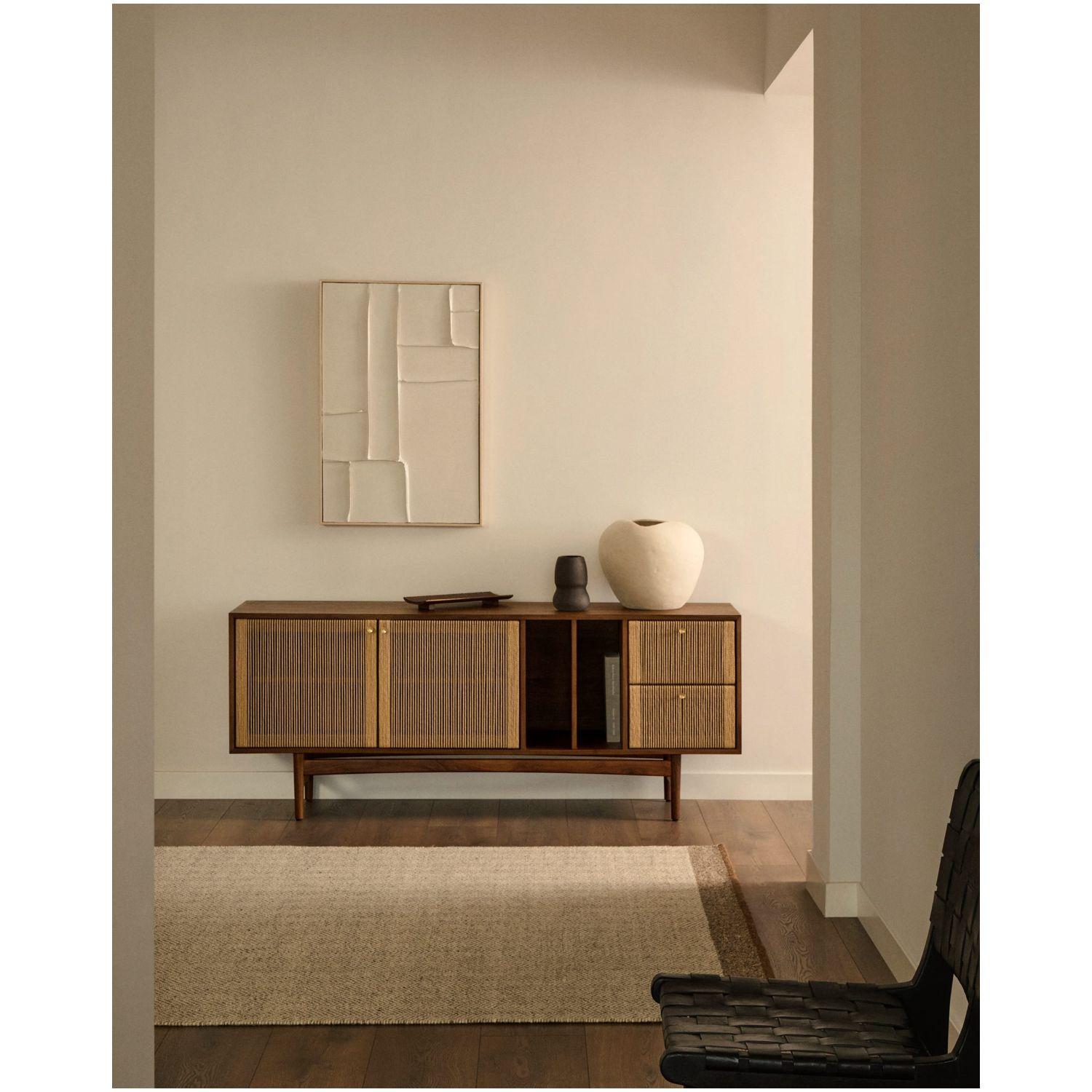 Bild Klis aus Leinen mit geometrischen Formen weiss 60x90