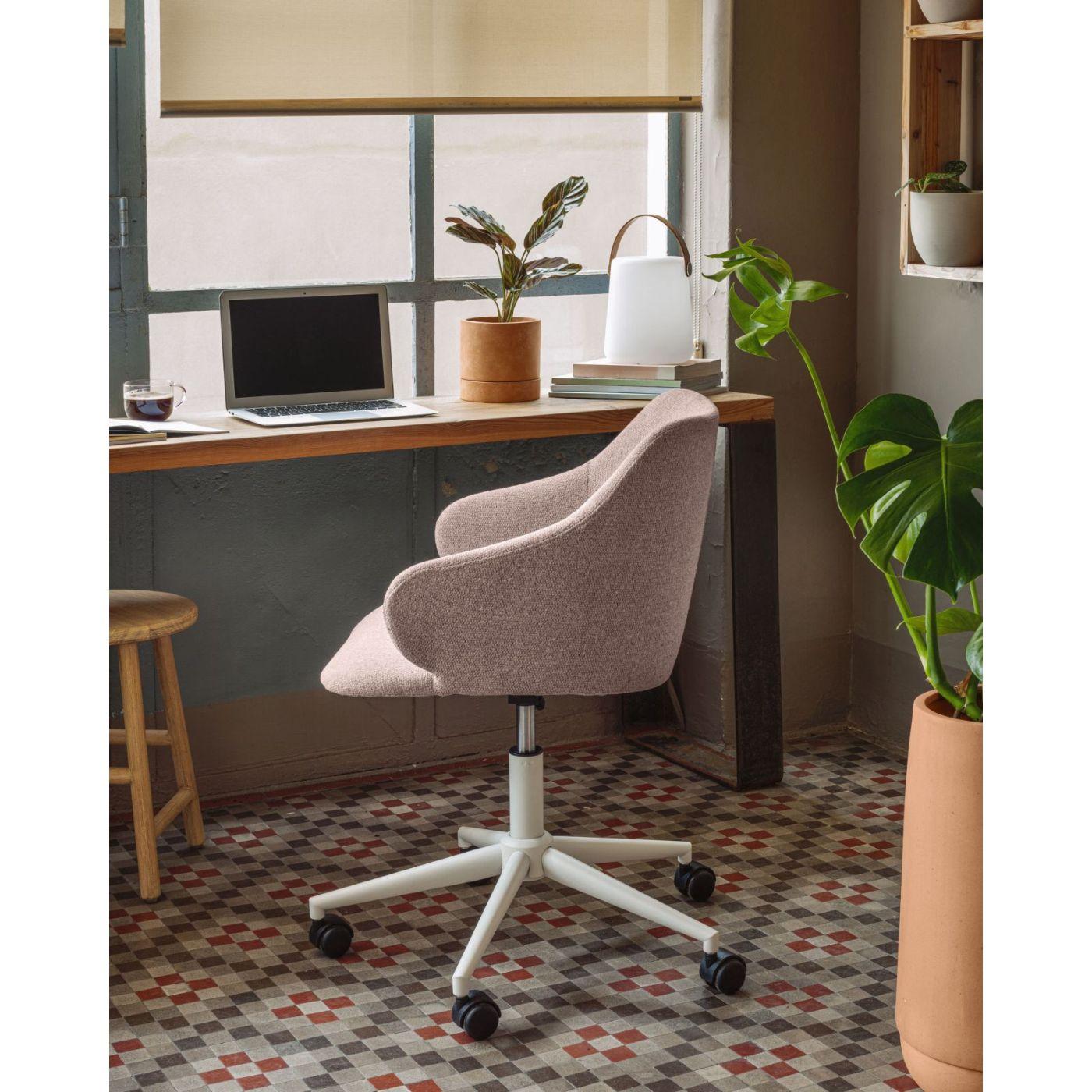 Bürodrehstuhl Einara Chenille Stoff rosa