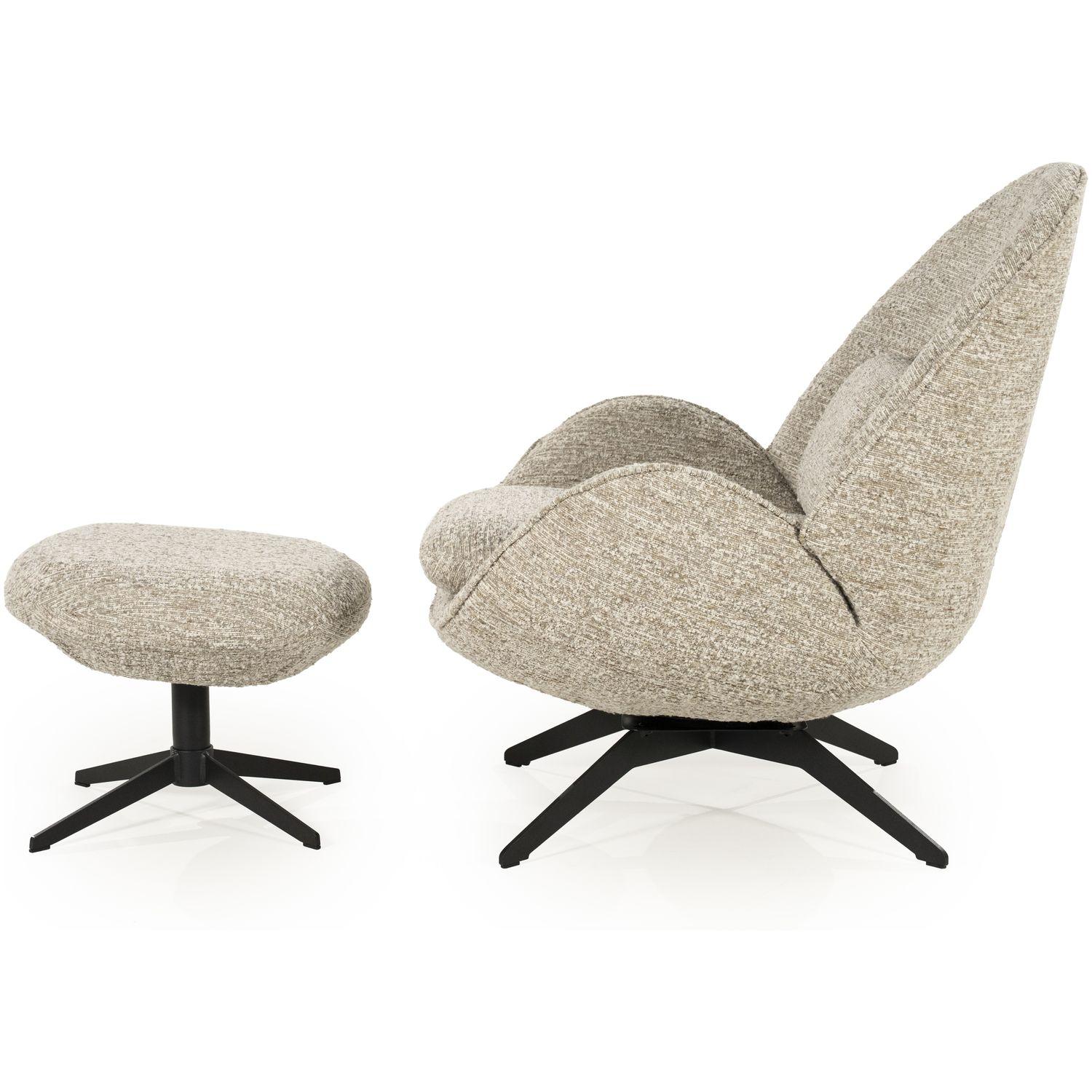 Relaxsessel drehbar mit Hocker Zora Stoff taupe