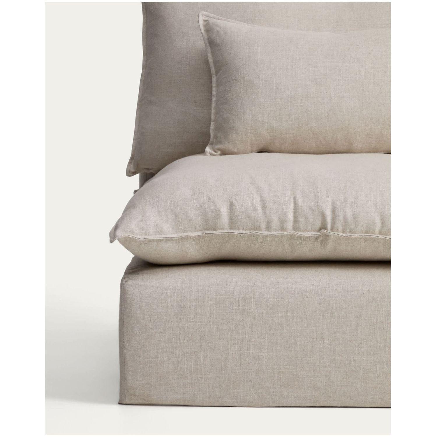 2-Sitzer-Modularsofa Anarela mit abnehmbarem Bezug und Randmodul aus Leinen und Viskose in