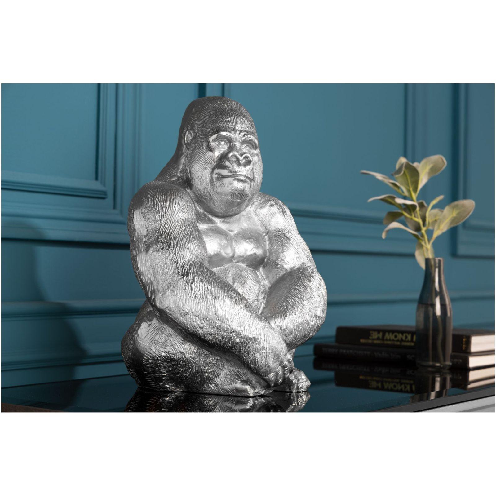 Deko Figur Gorilla Affe Aluminium silber
