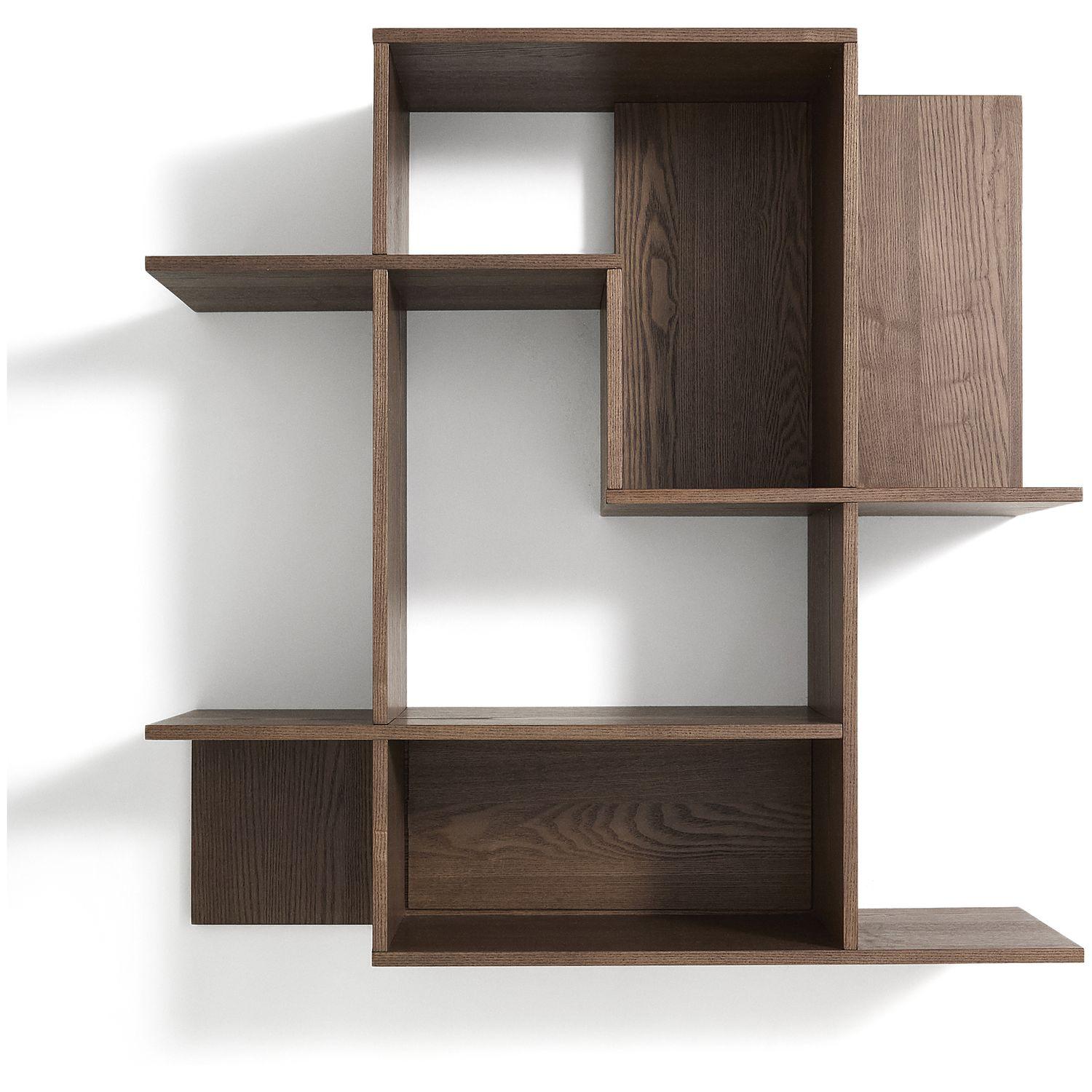 Modularregal Ina aus Eschenfurnier mit Finish in Nussbaumton 80x80 FSC 100%