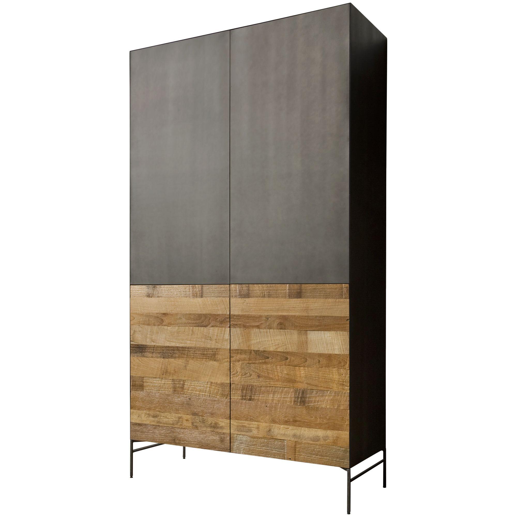 Metallschrank Bern 111x202 Teakholz Metall