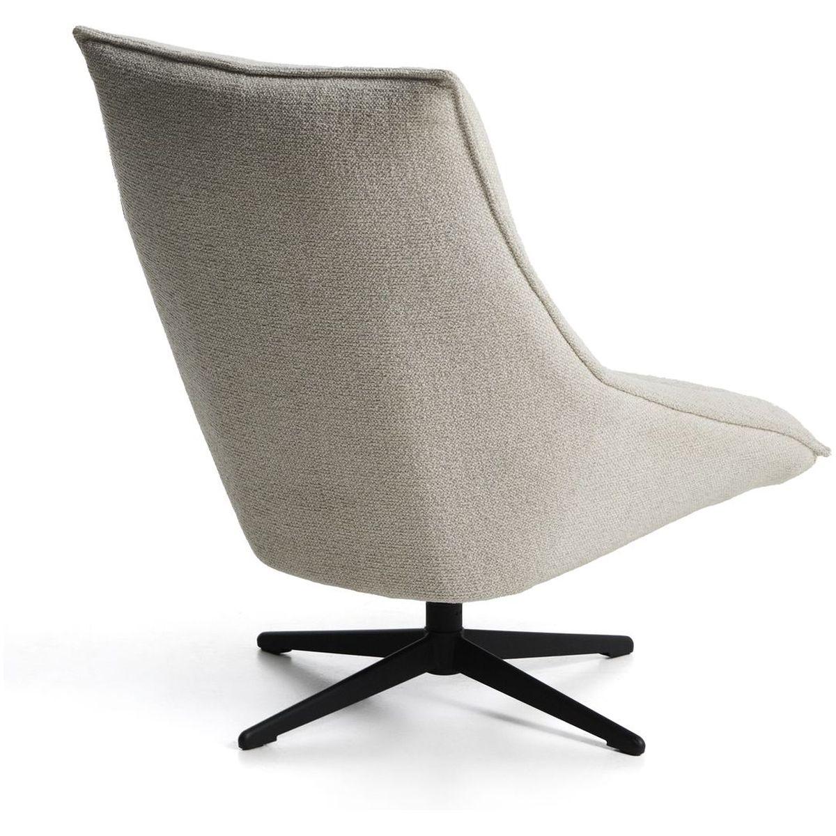 Drehsessel Dirala mit beiger Chenille und schwarz lackiertem Stahl FSC 100 %