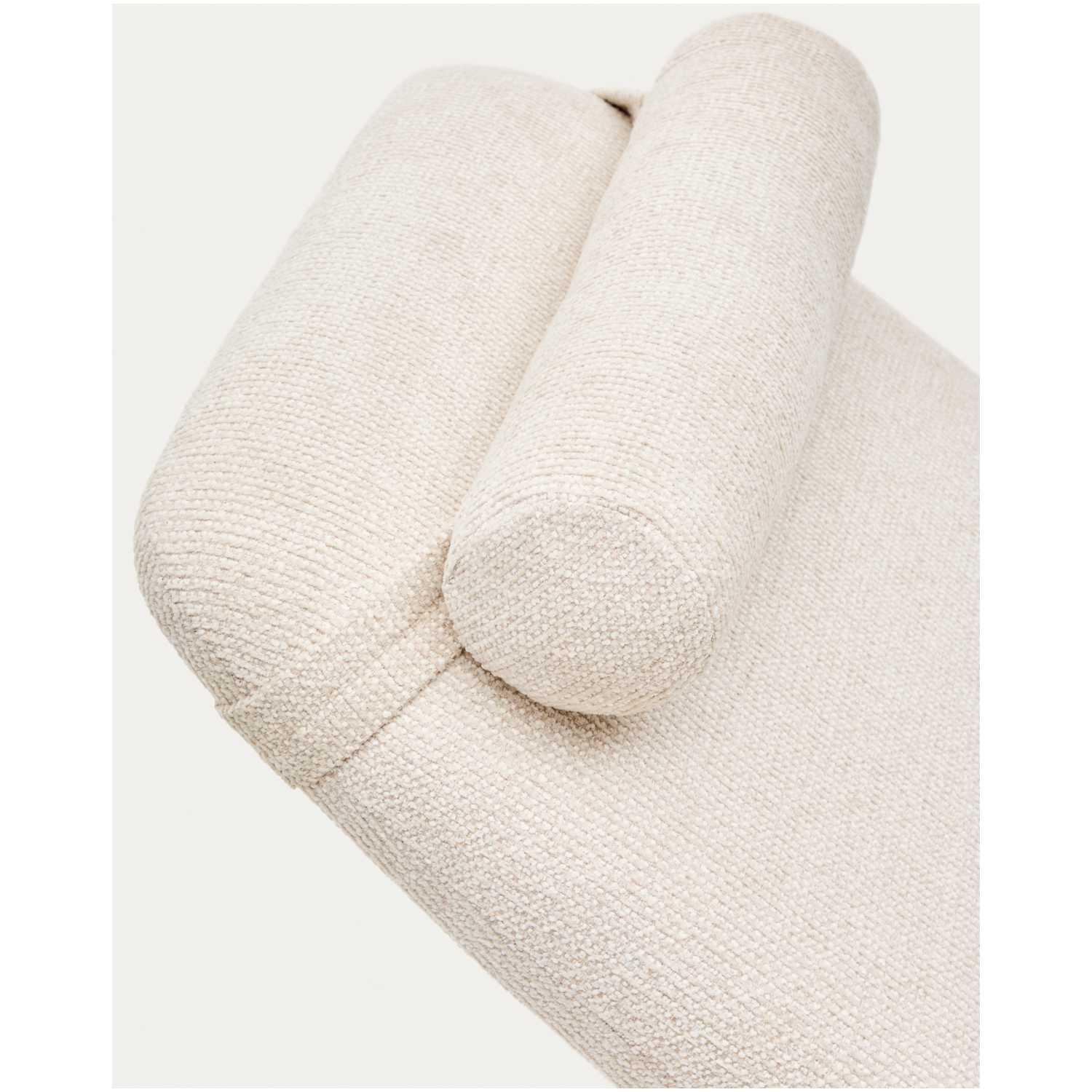 Liege Divan Osla mit beiger Chenille und Beinen aus gebürstetem Edelstahl 175 cm