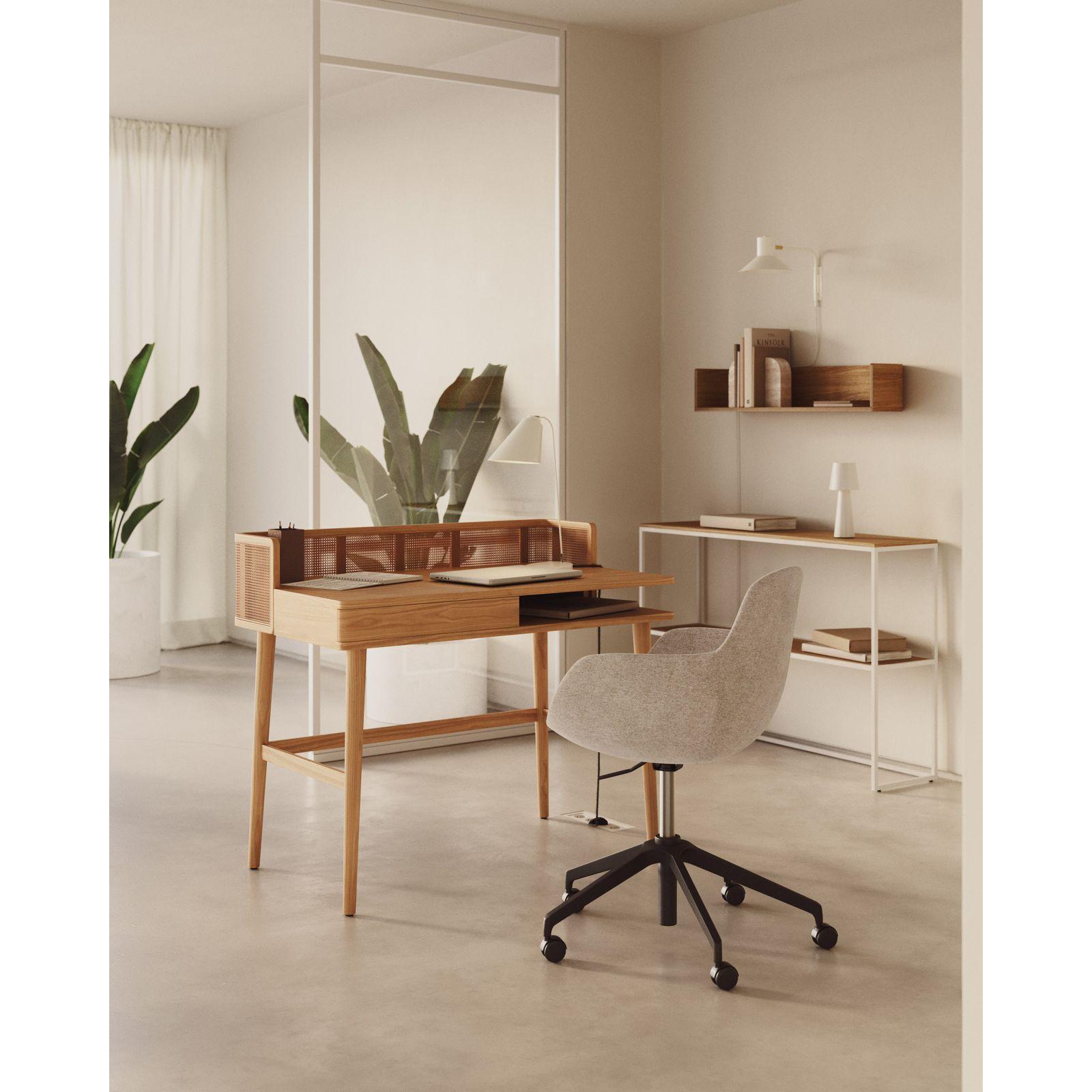Bürodrehstuhl Tissiana Stoff beige Aluminium schwarz matt
