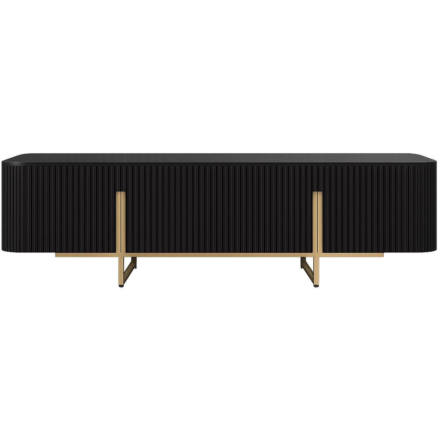 TV Board Lowboard abgerundet Cazeno Gold Mangoholz schwarz 160