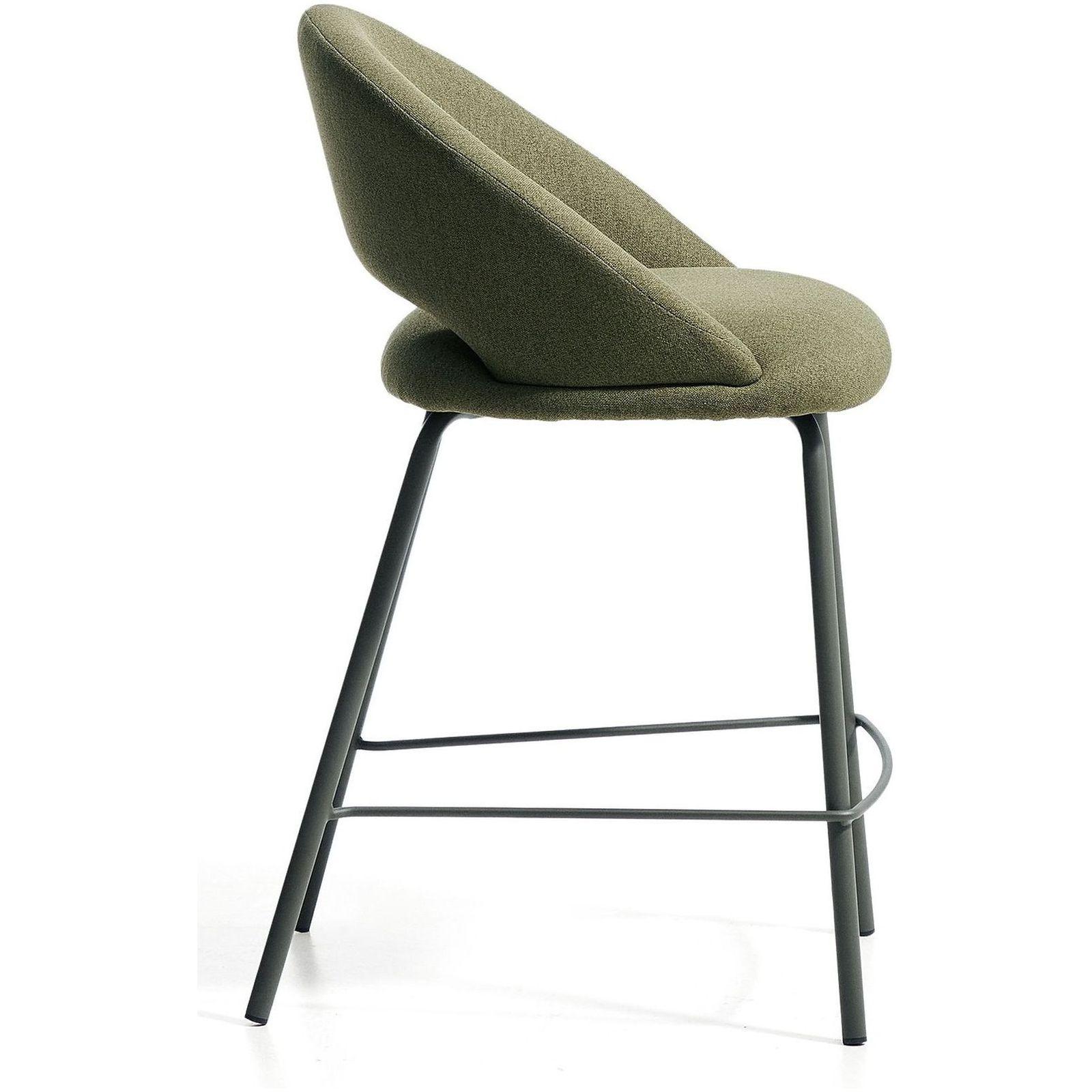 Barhocker Bonali mit grüner Chenille und grünen Metallbeinen FSC Mix Credit 65 cm