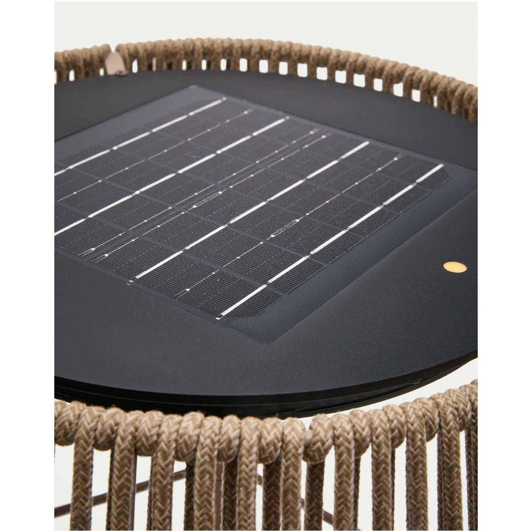 Outdoor-Solar-Stehlampe Aldet aus grauem Seil 46x46
