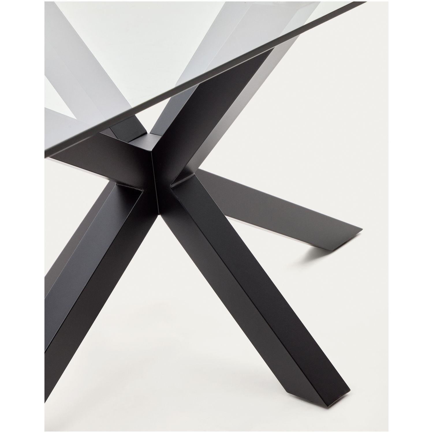 Argo Tisch aus Glas und Stahlbeine mit schwarzem Finish 180 x 100 cm