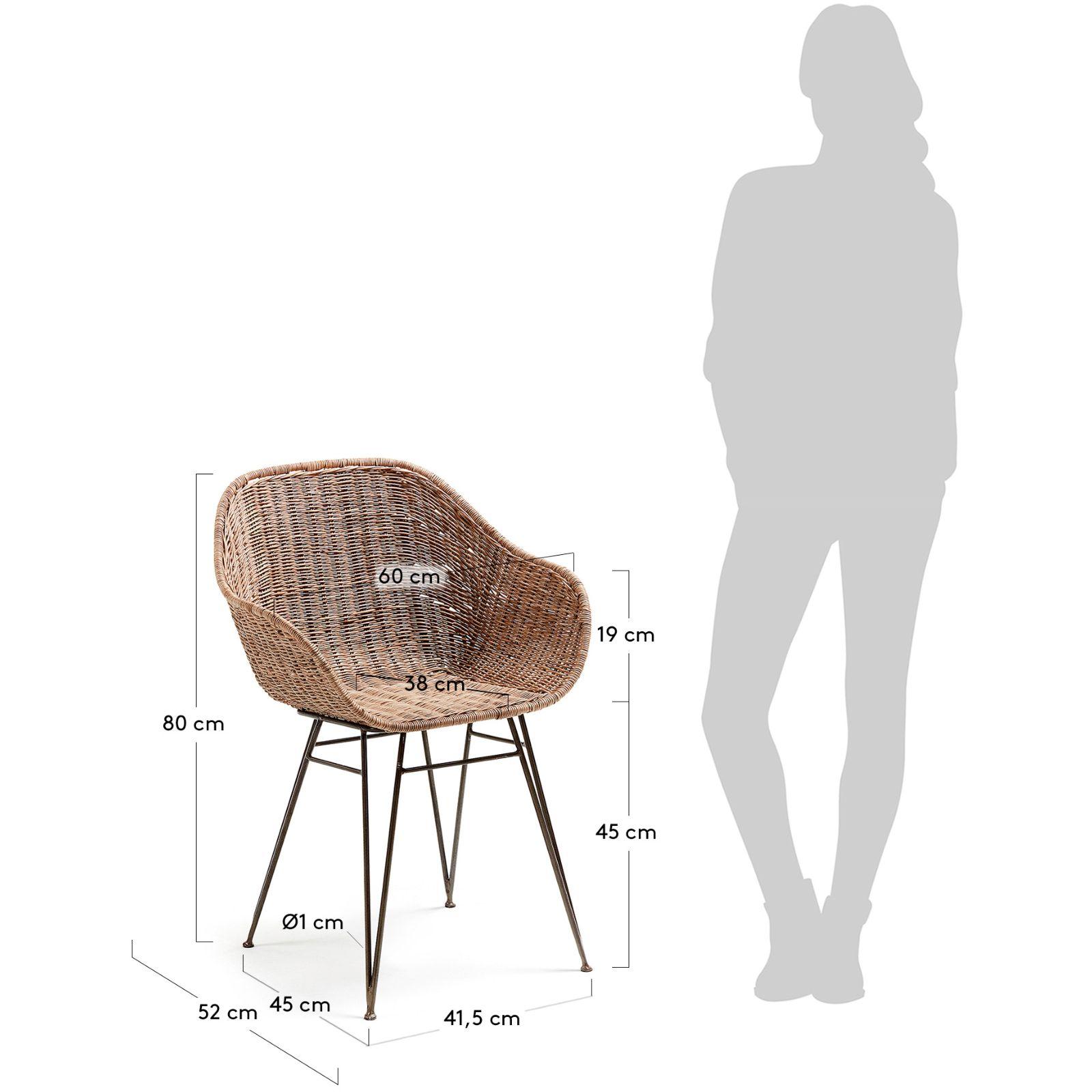 Armlehnstuhl Chart Naturrattan Stahlbeine schwarz