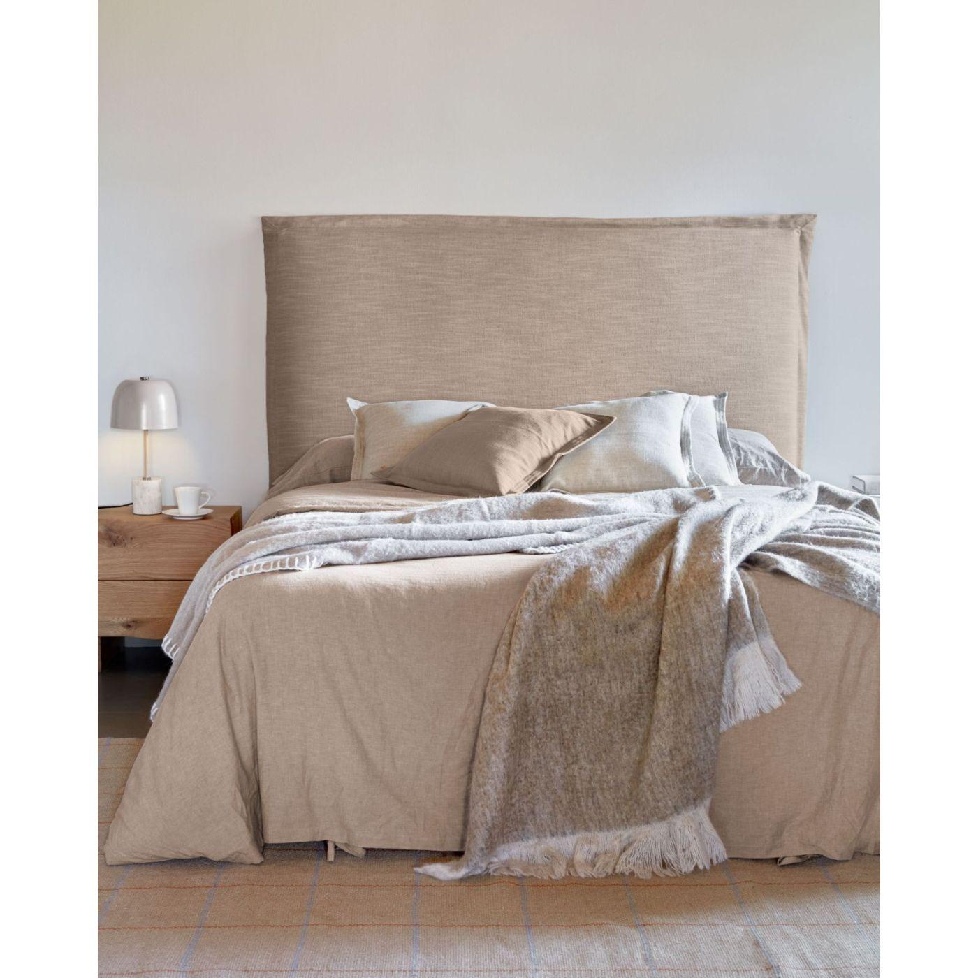 Bettkopfteil Tanit mit abnehmbarem Bezug aus Leinen beige - Ausführung: für Bett 180cm