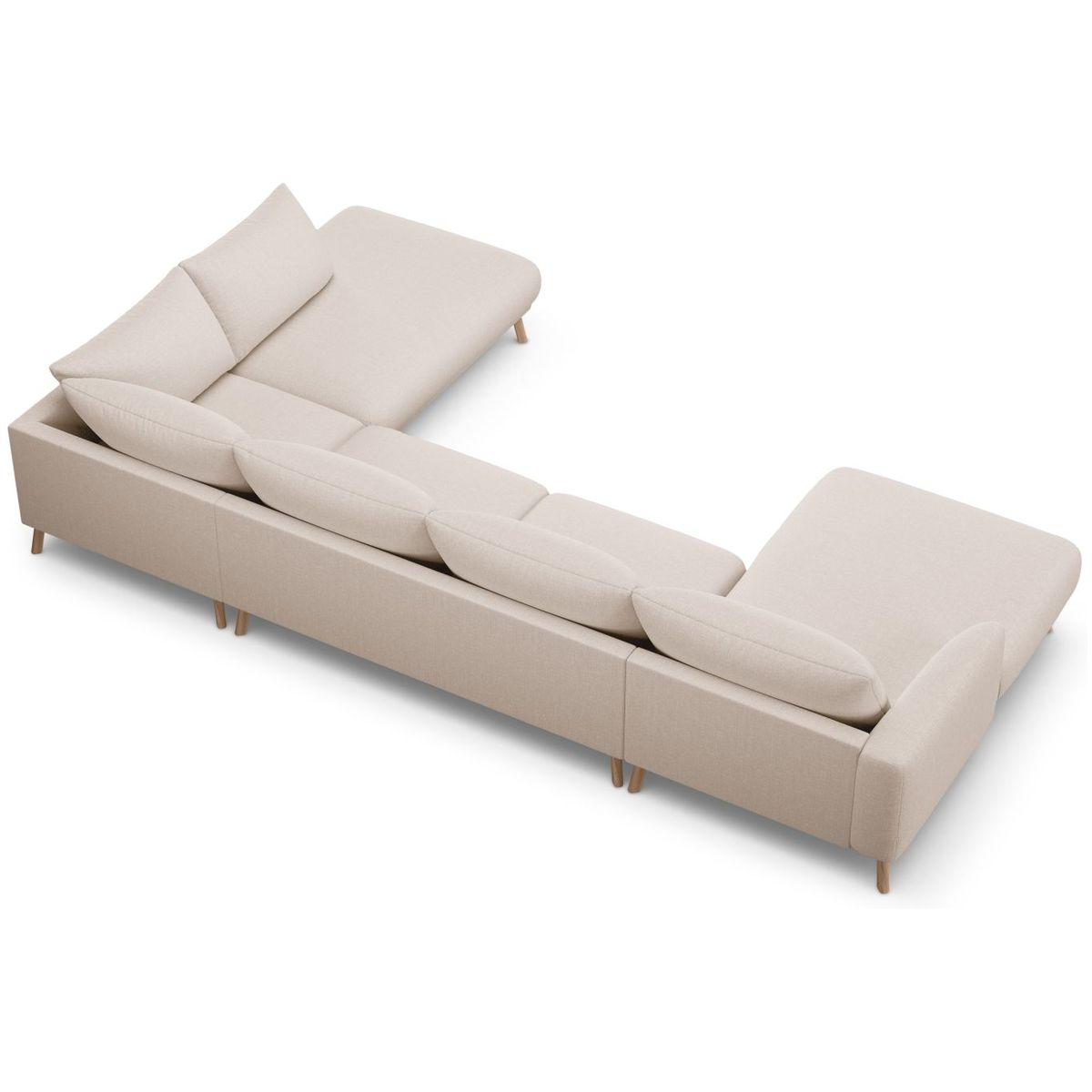 Wohnlandschaft U-Sofa Naomi - Ausrichtung: rechts - Bezug: Structured Fabric (Liberty), Beige