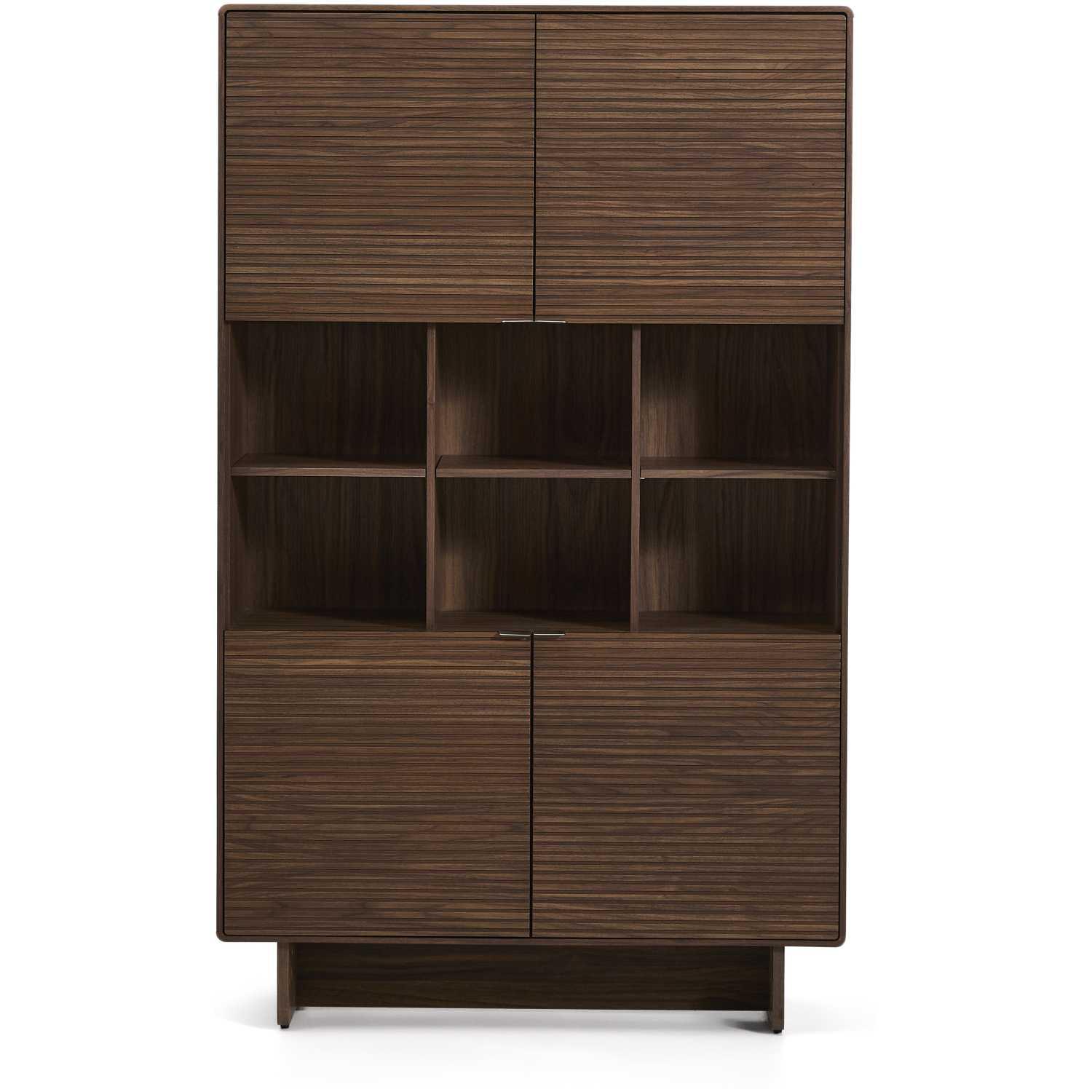 Highboard Schrank Norlen mit 4 Türen Nussbaumfurnier FSC Mix Credit 100x163