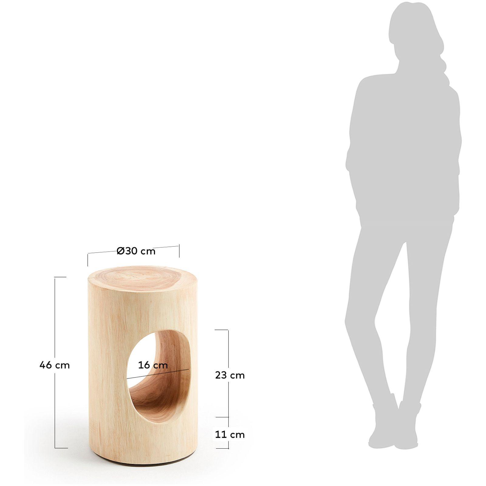 Beistelltisch Holzhocker rund Block Mungurholz Natur 30x30 UNIKAT
