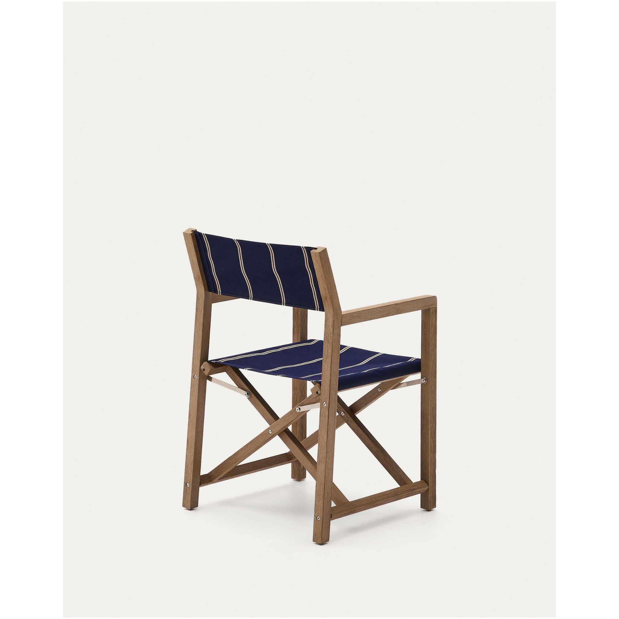 Blau-beige gestreifter Outdoor-Klappstuhl Vilara aus massivem Akazienholz, FSC 100%