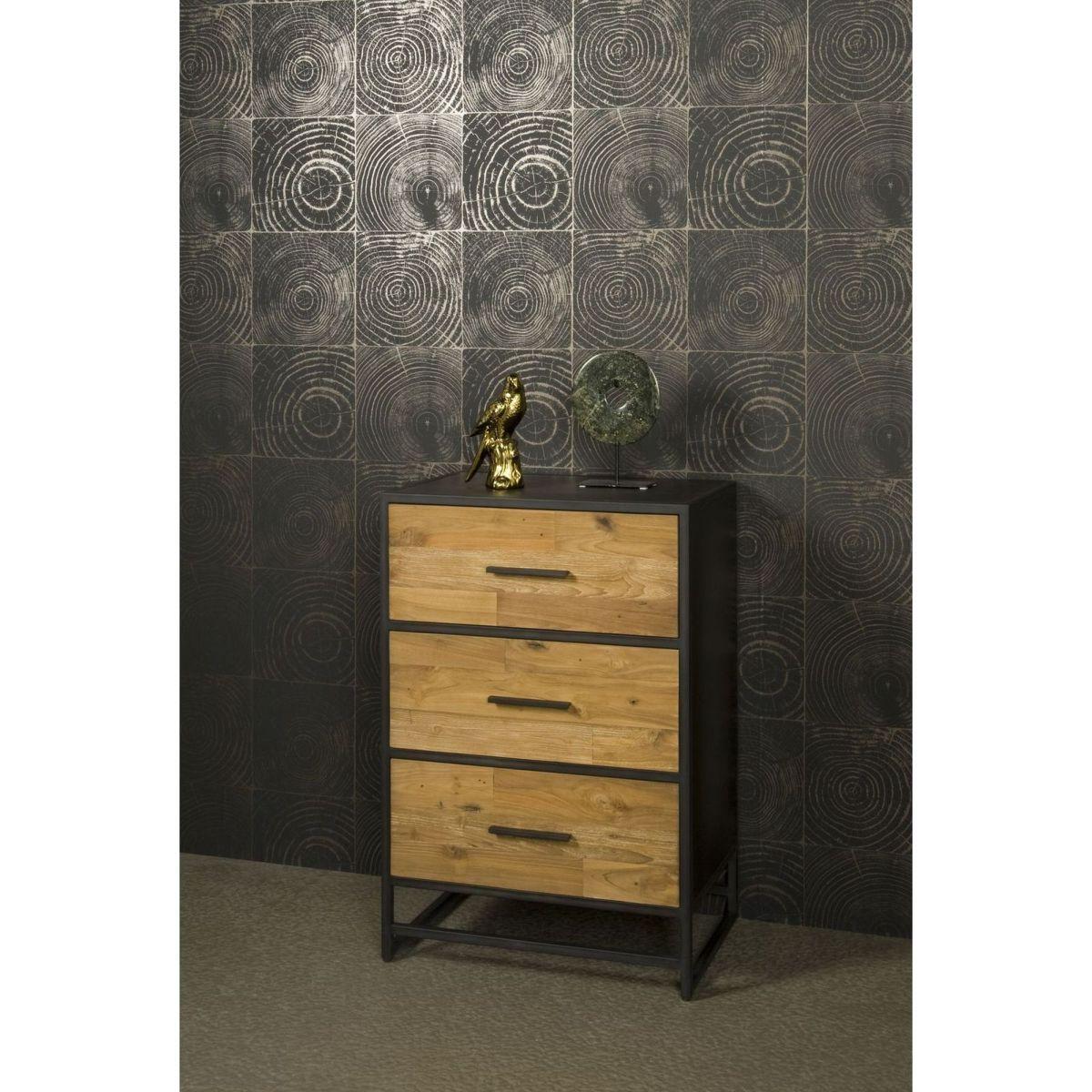 Hochkommode Slim 65x95 Teakholz Metall