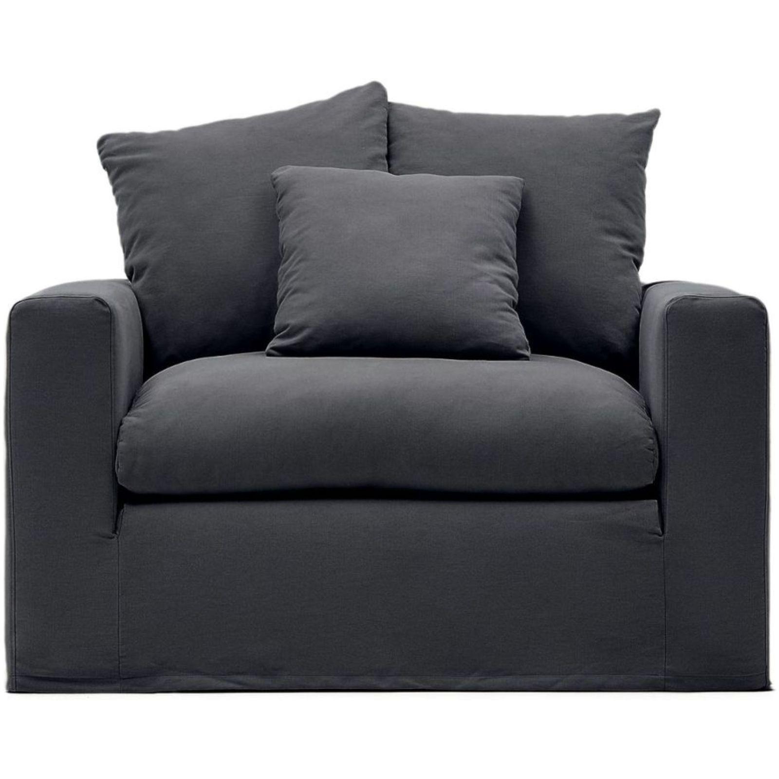 Bezug für Nora Loveseat Sessel aus Leinen und Baumwolle anthrazitgrau
