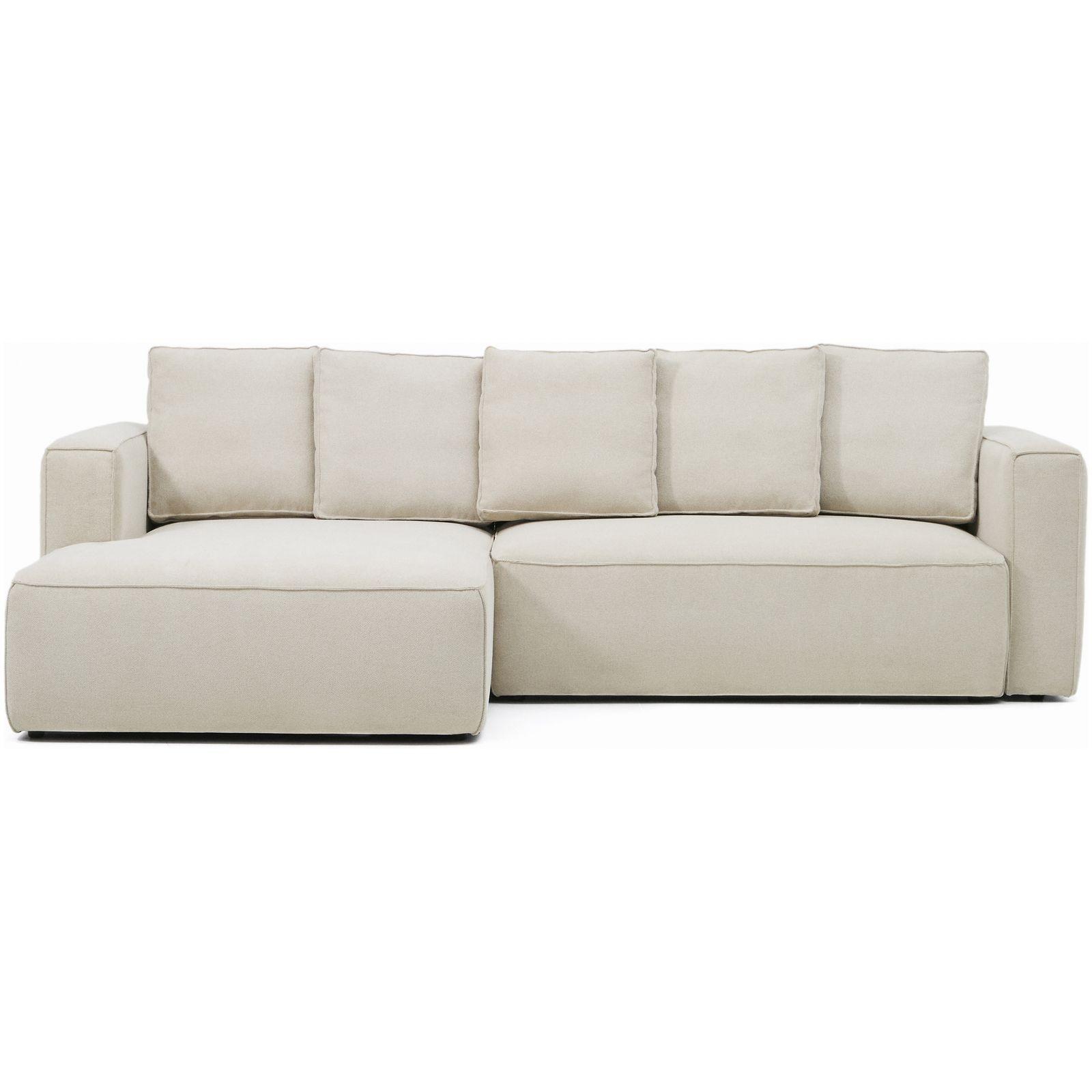 3-Sitzer Ecksofa Bettsofa Marela mit Chaiselongue links in beiger Chenille 276 cm FSC Mix Credit