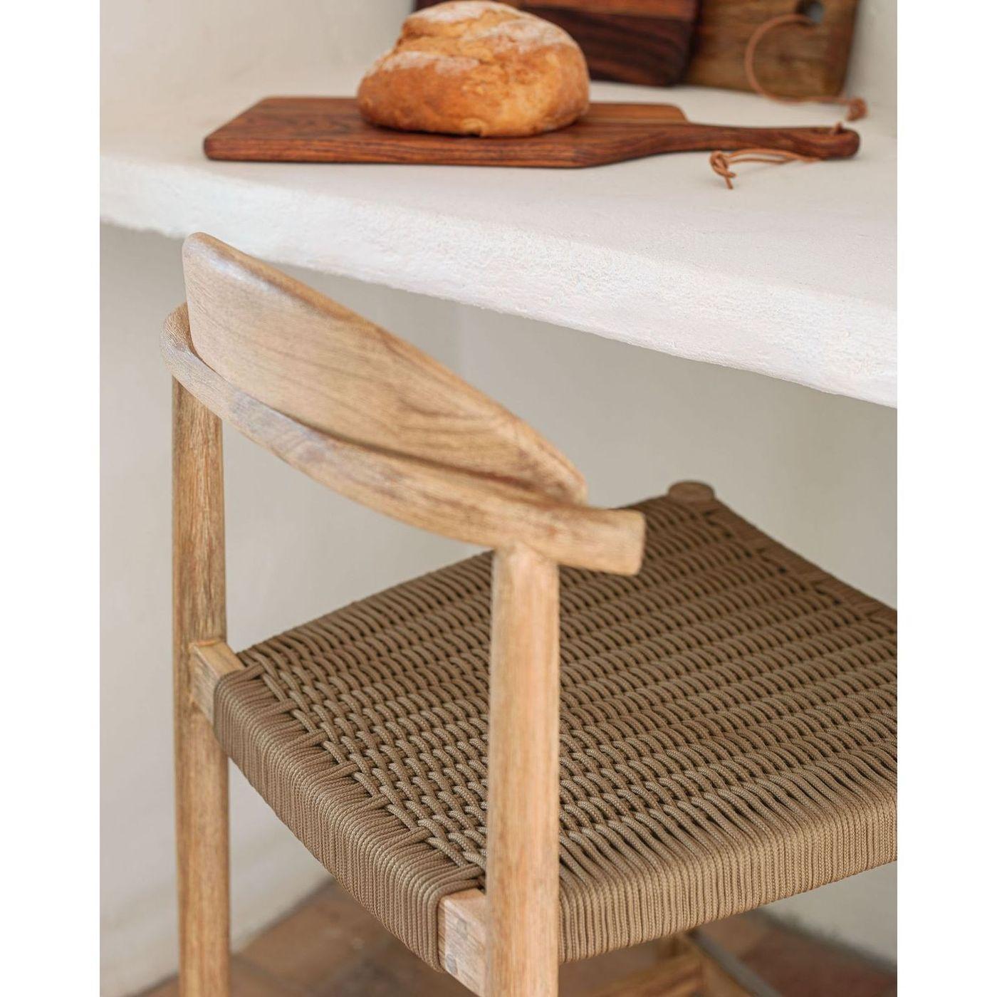 Barhocker aus Holz Nina Akazie Natur Seil beige Sitzhöhe 62cm