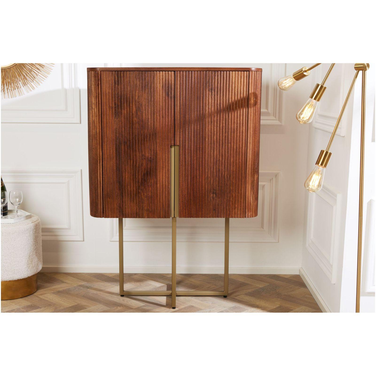 Hochkommode abgerundet Cazeno Gold Mangoholz braun 80x125