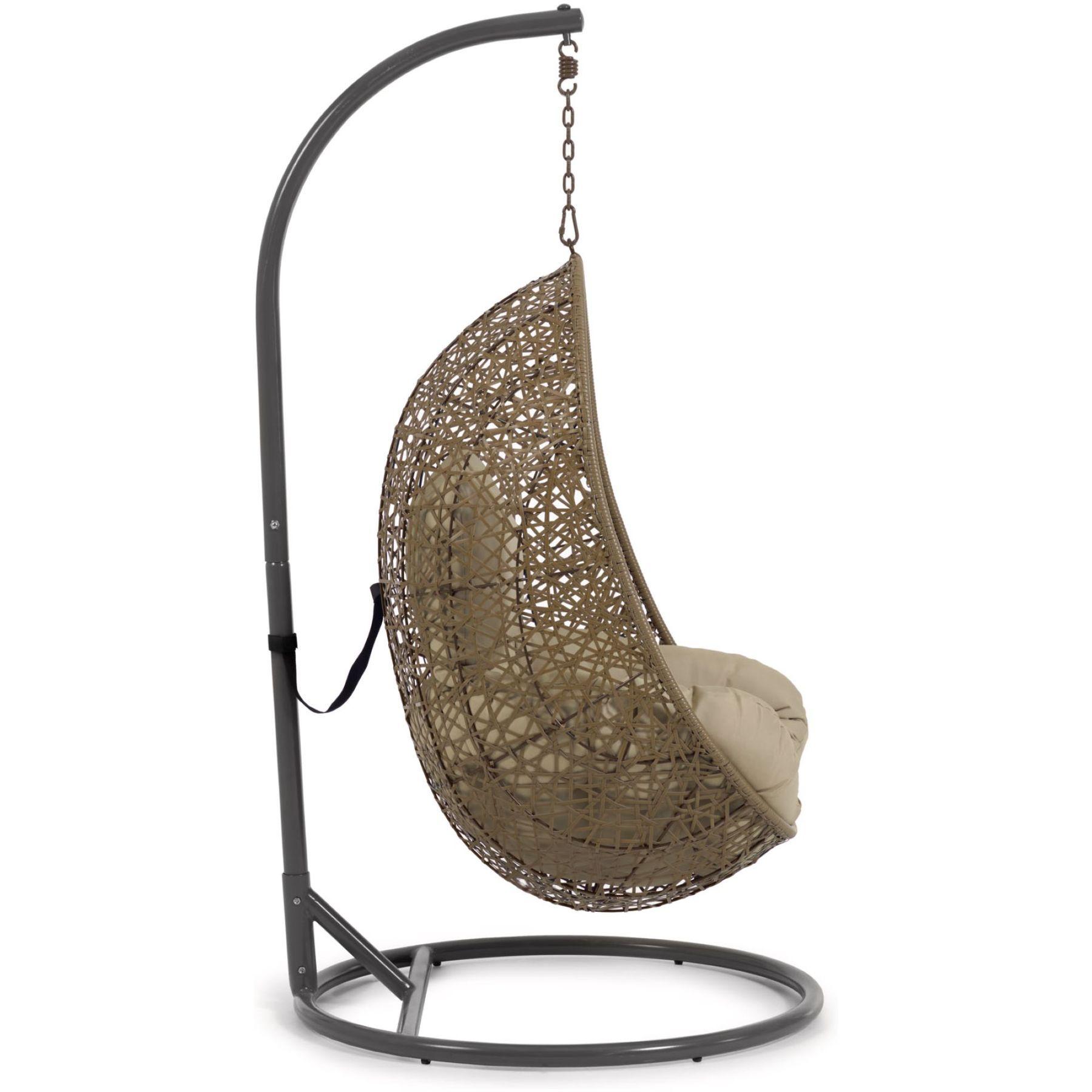 Garten Hängesessel Florence Poly Rattan braun Fuss dunkelgrau