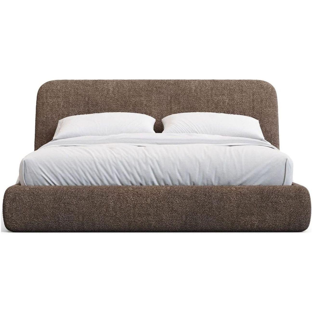 Abziehbares Bett Martina mit braunem Lammfellimitat Bouclé - Grösse: 160x200