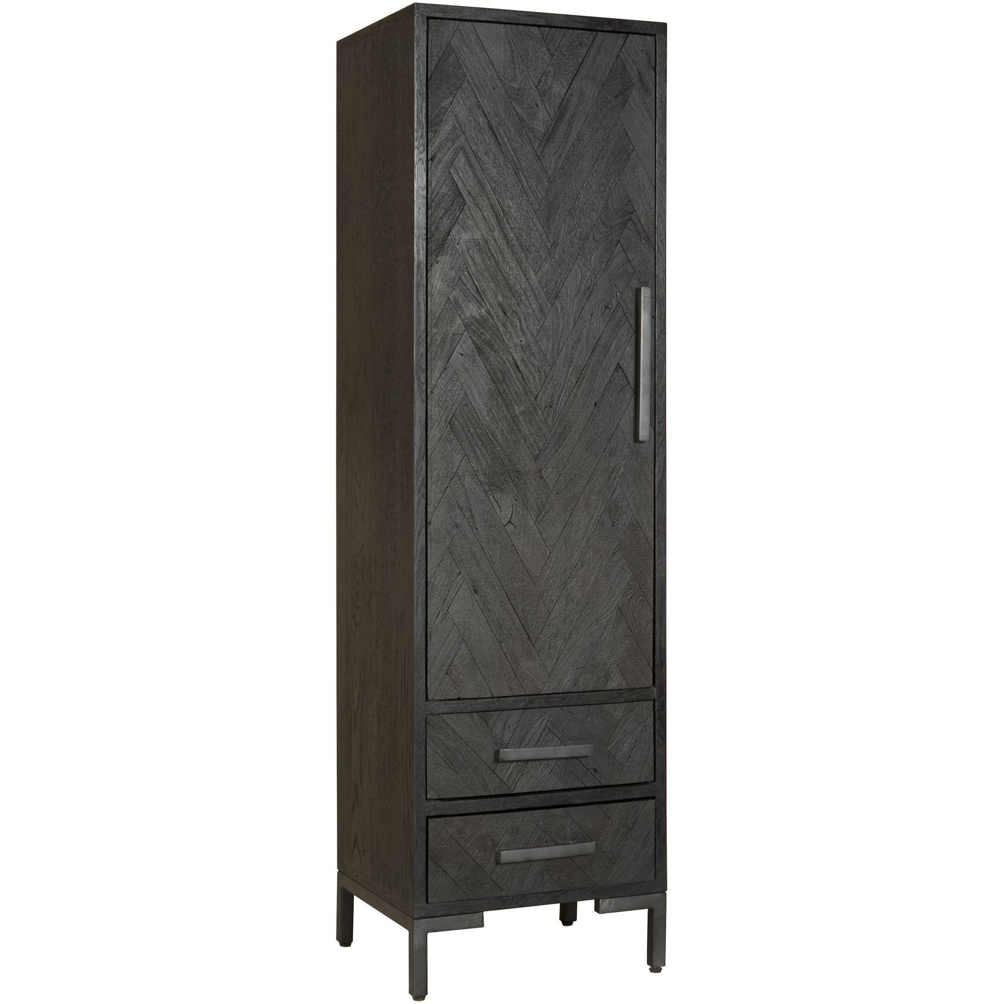 Schrank Gaju Fishbone recycelte Hölzer schwarz 55x190 (rechts)