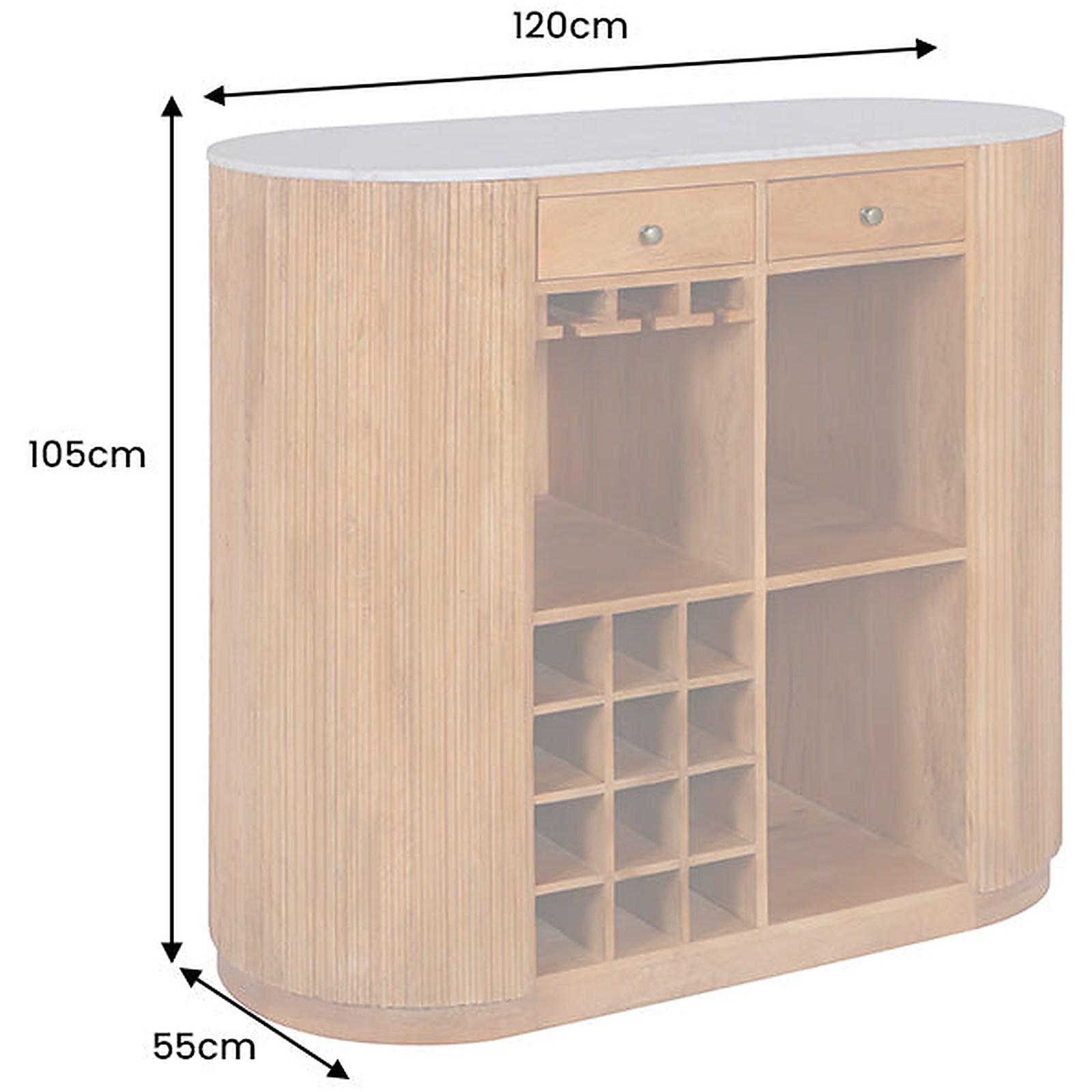 Bartheke Barschrank Bella Mangoholz natur vintage Marmor weiss 120x105