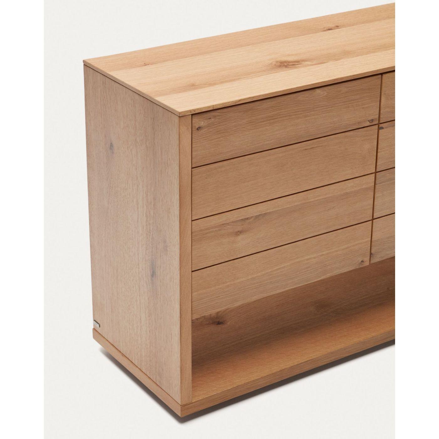 Alguema Sideboard 4 Türen mit Eichenfurnier und natürlichem Finish 200 x 74 cm