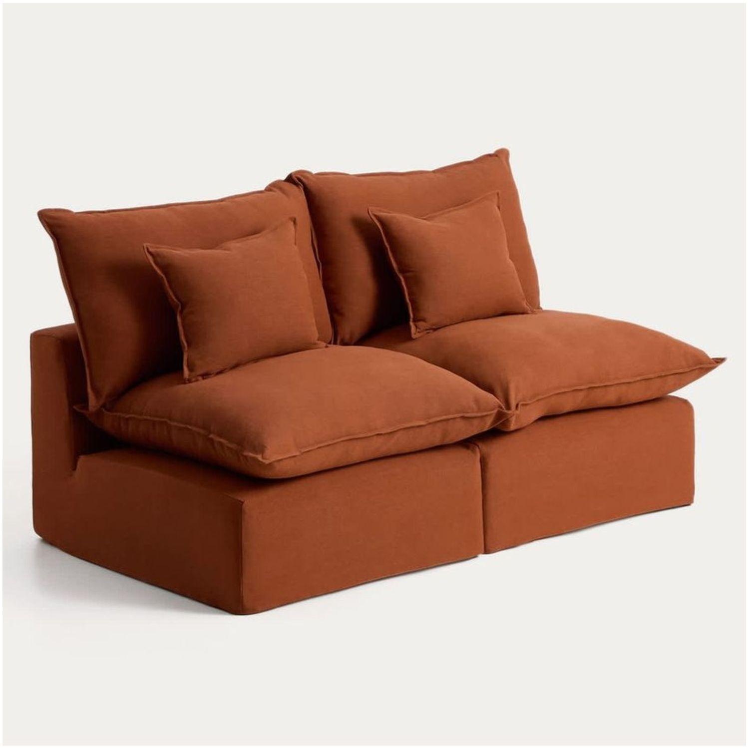 2-Sitzer-Modularsofa Anarela mit abnehmbarem Bezug aus Leinen in Terrakotta 180 cm FSC M