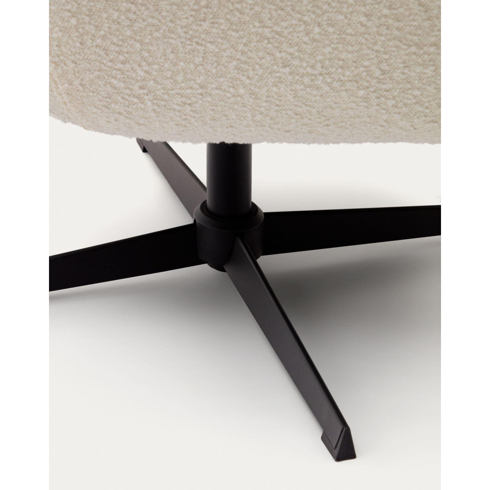 Relaxsessel drehbar Zalina Bouclé Stoff weiss Stahl schwarz