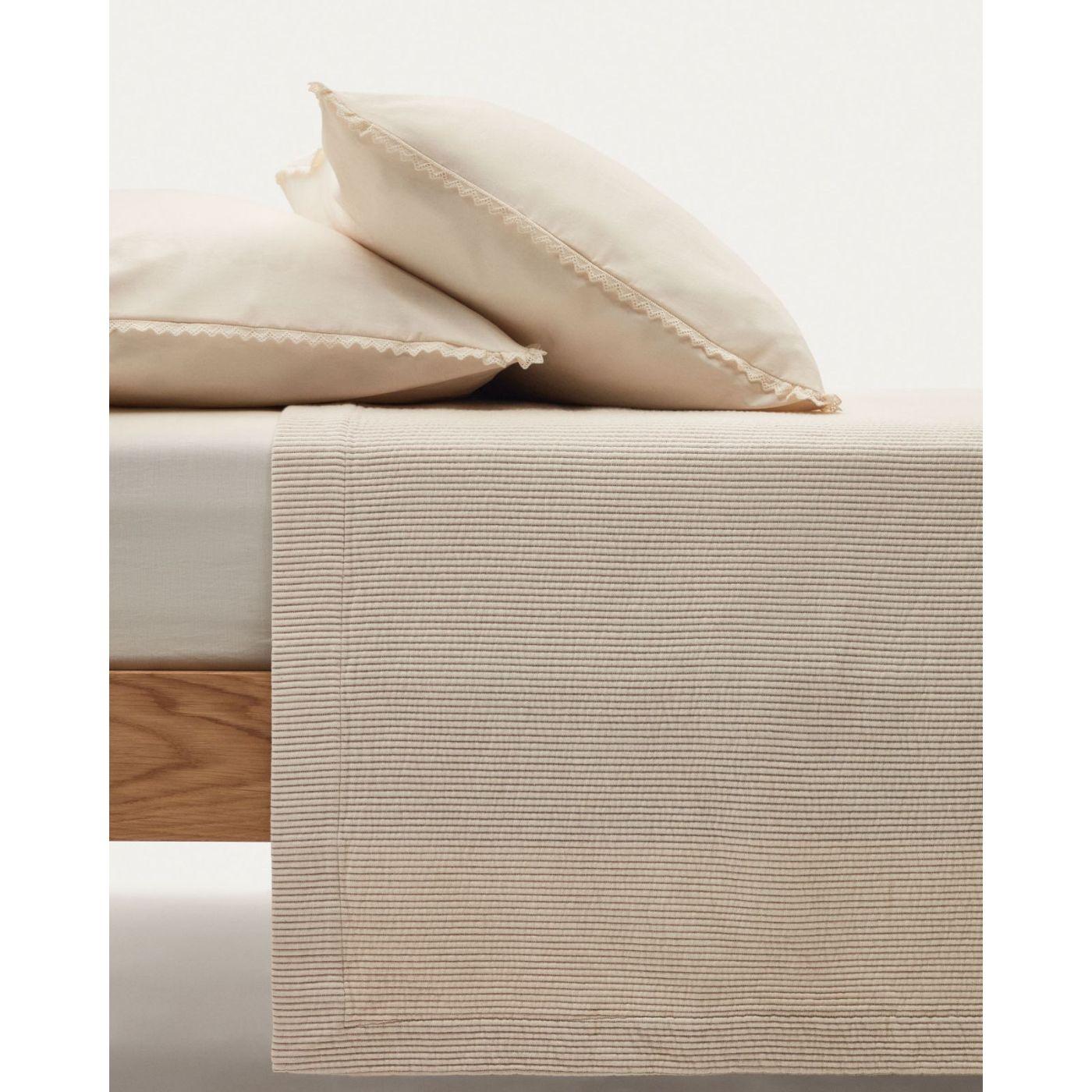 Bedar Tagesdecke 100% Baumwolle in Beige für Bett von 180/200 cm